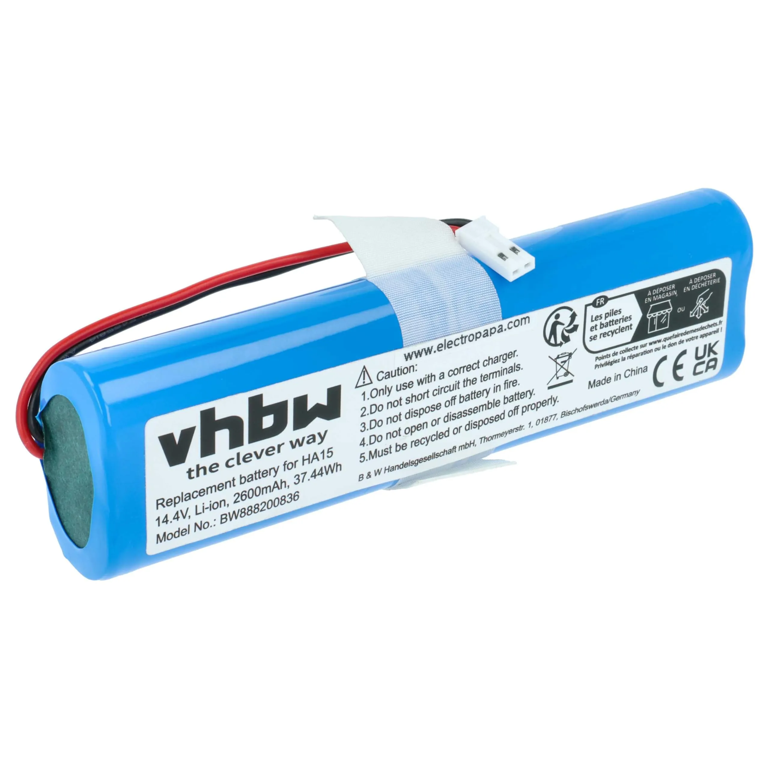 Batteria compatibile vhbw per aspirapolvere robot iLife V3s Pro, V50, V5s Pro, V8s, X750 (2600mAh, 14,4V, Li-Ion)