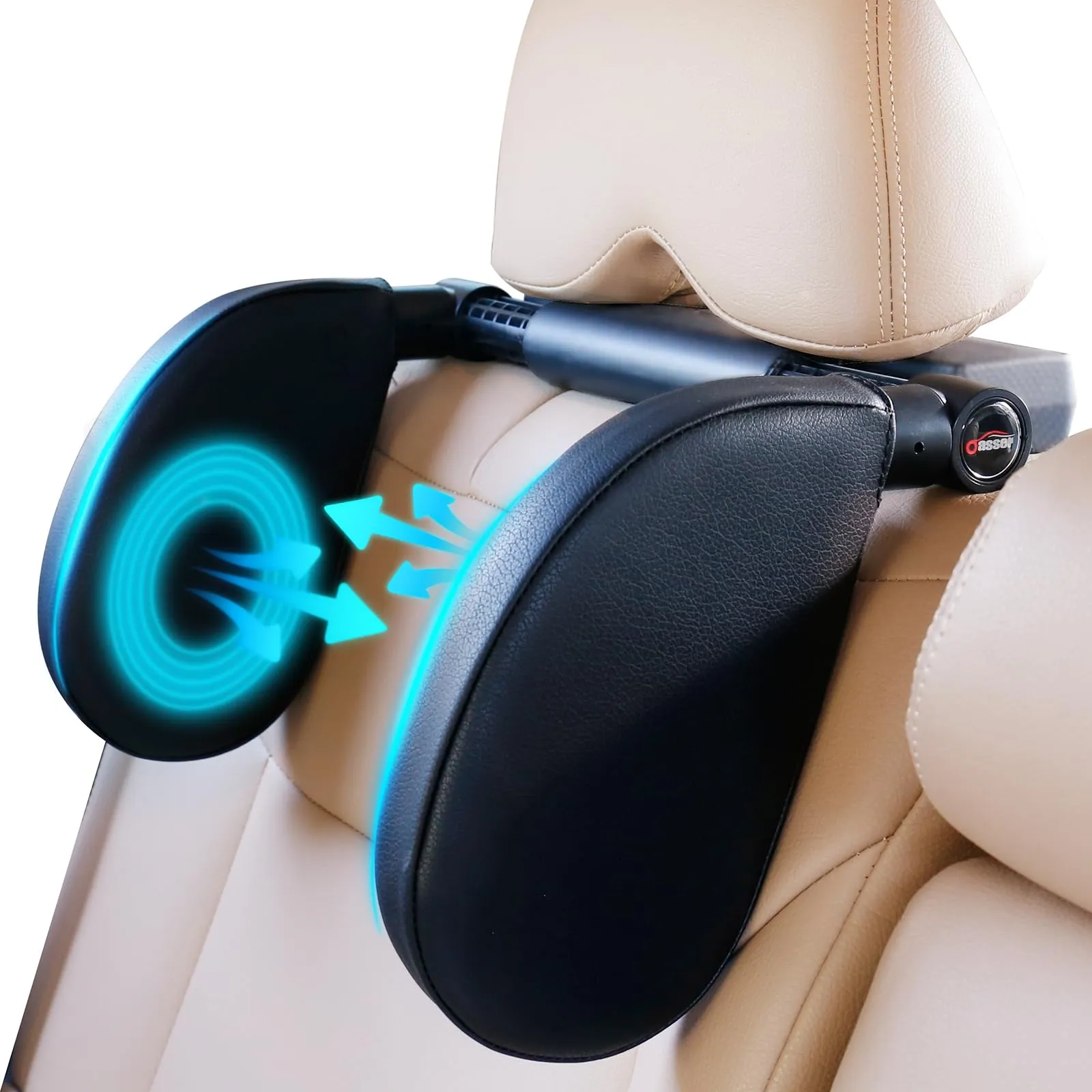 Oasser Poggiatesta Auto Bambini e Adulti 360° Regolabile Supporto per Collo e Testa CA1 Nero