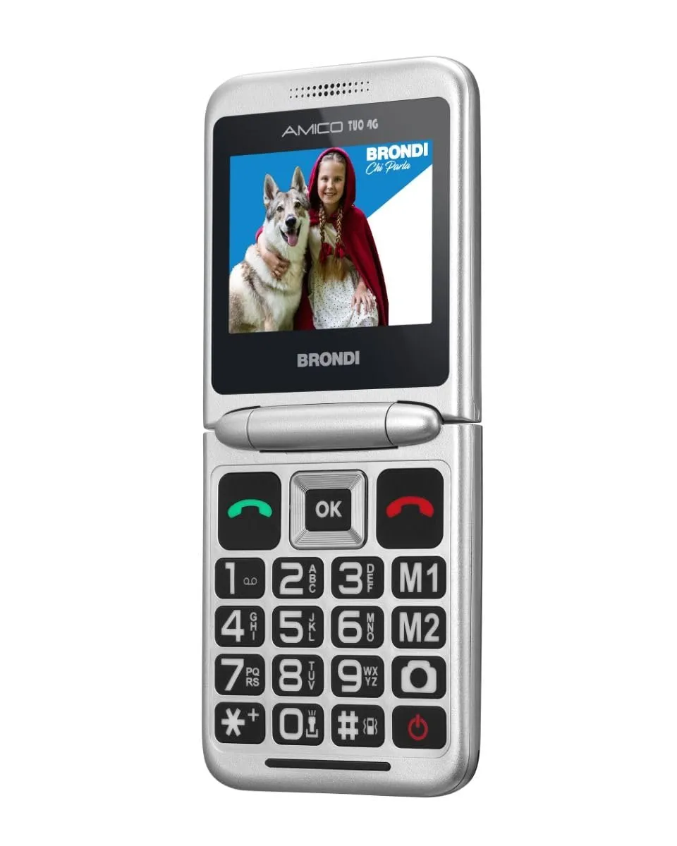 Brondi Amico Tuo 4G - Cellulare Facile da Usare con Basetta di Ricarica