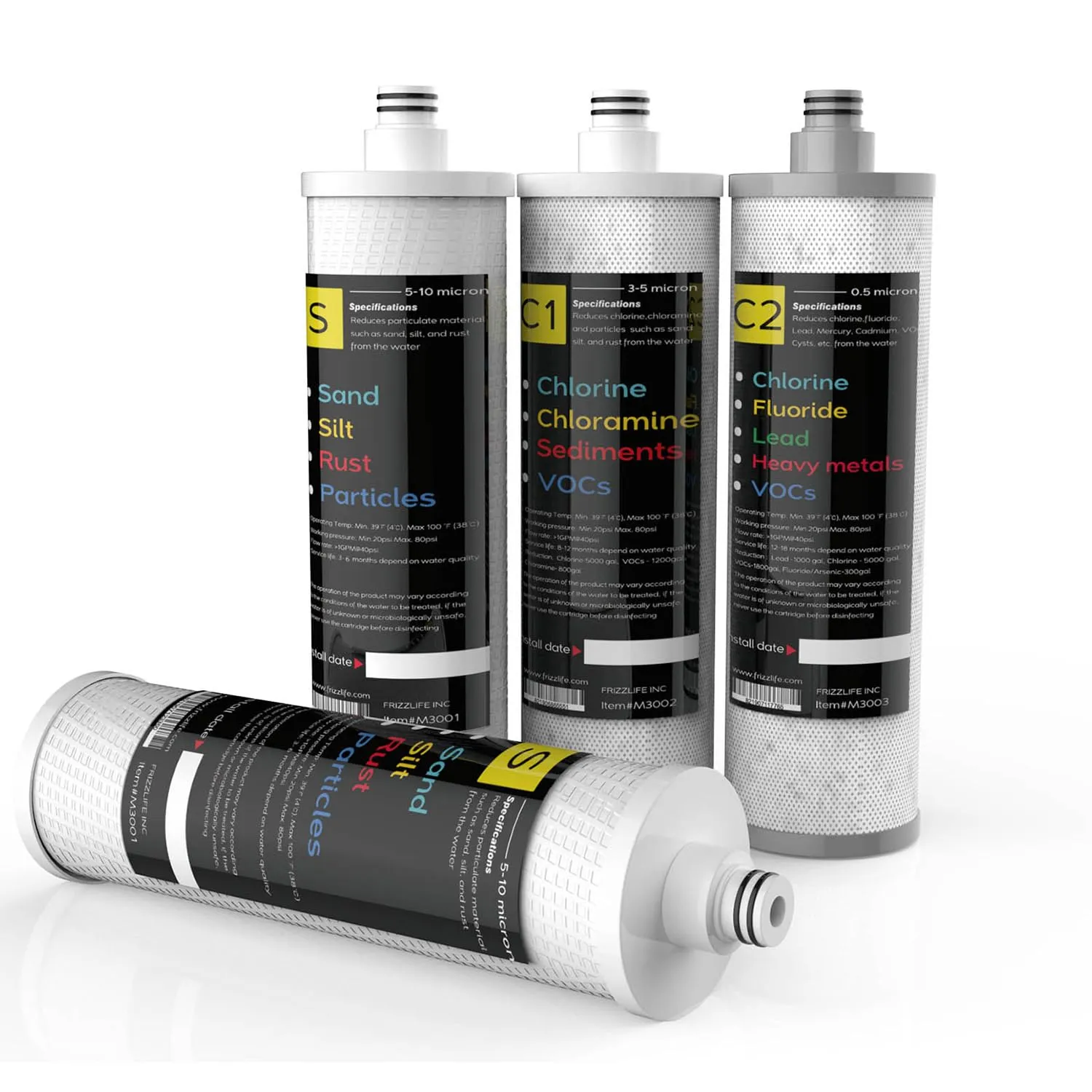 Frizzlife M3005 - Set di cartucce filtranti di ricambio (4 pezzi)