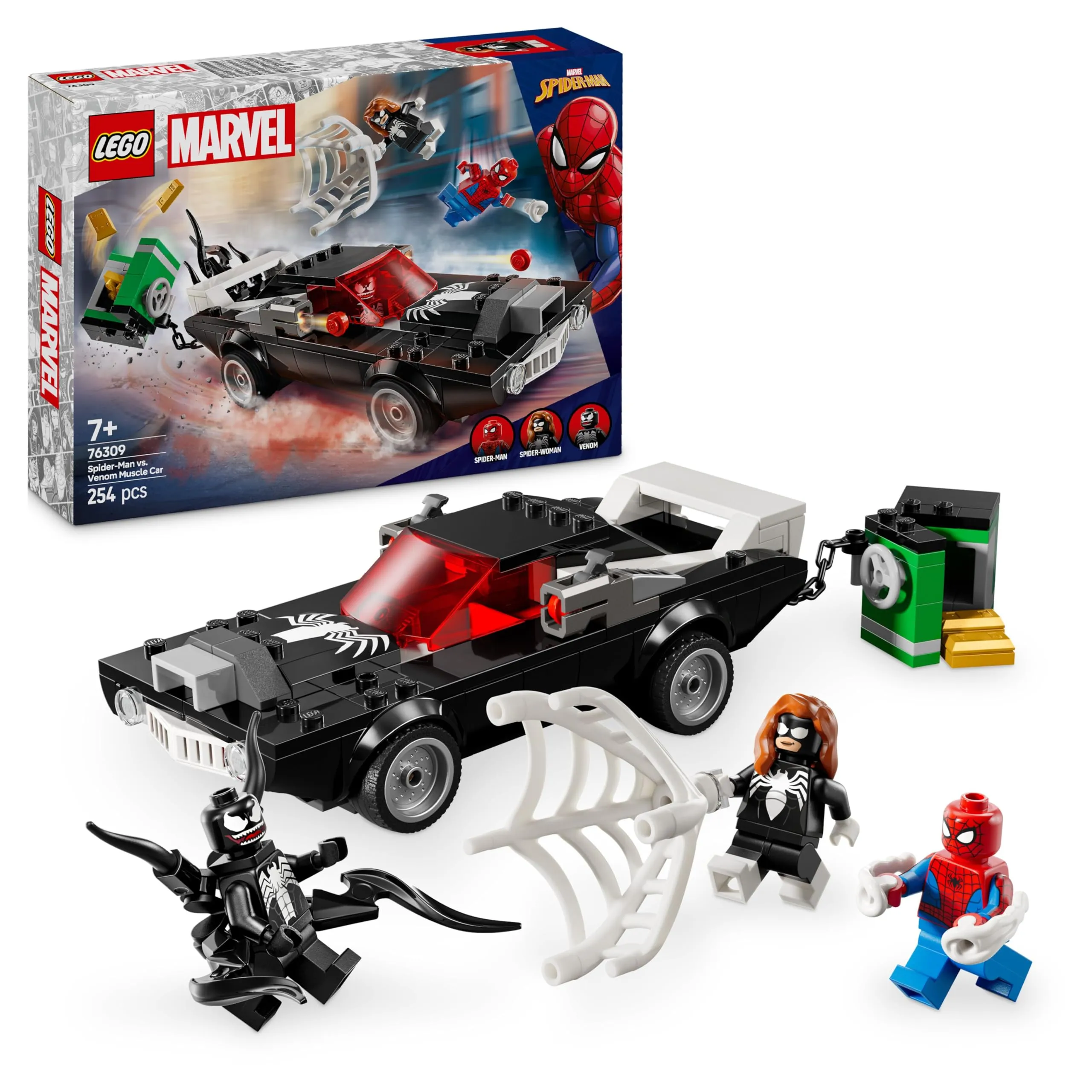 LEGO Marvel Spider-Man Contro Muscle Car di Venom - Macchina Giocattolo da Costruire con 3 Minifigure