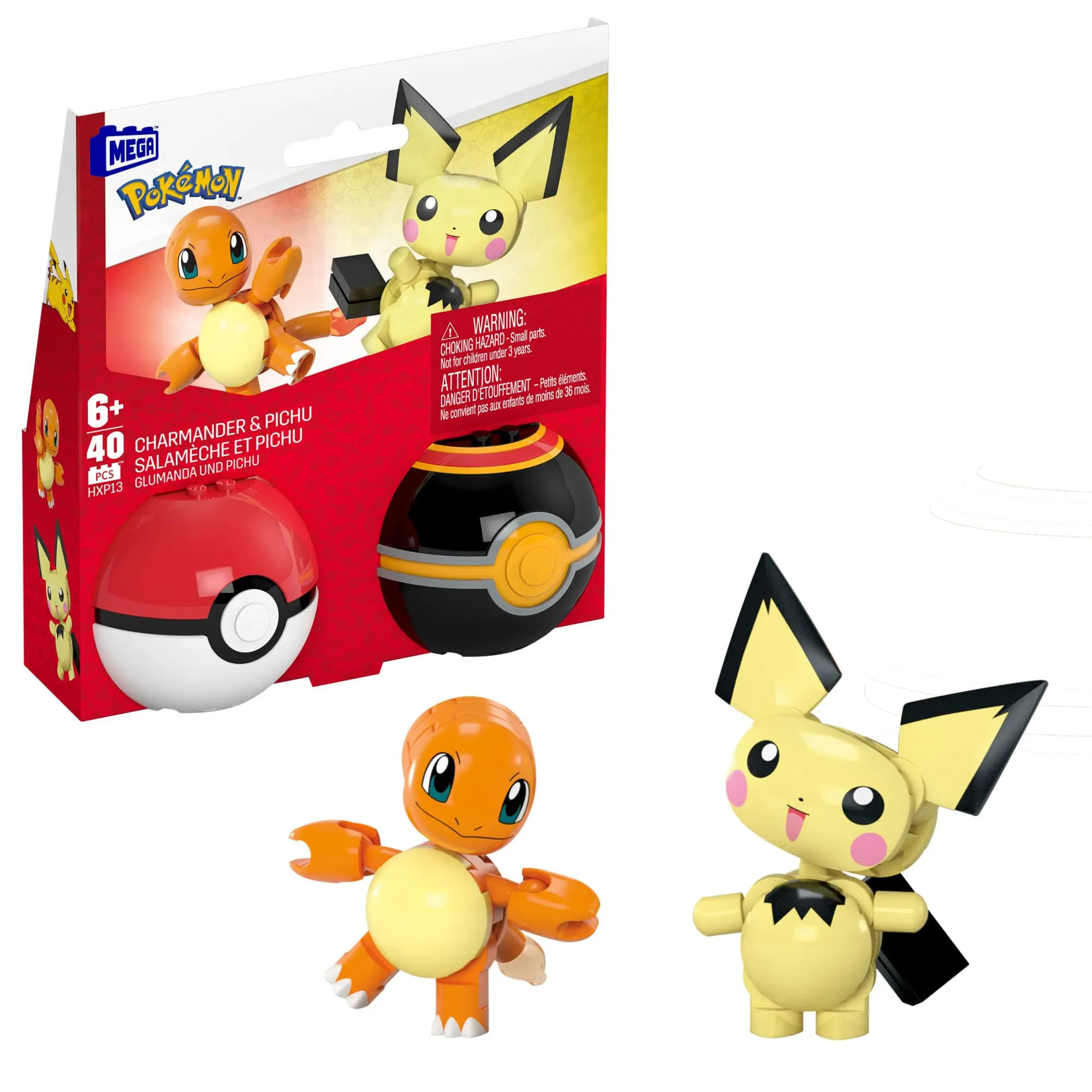 MEGA Pokémon - Set Poké Balls con Charmander e Pichu, HXP13