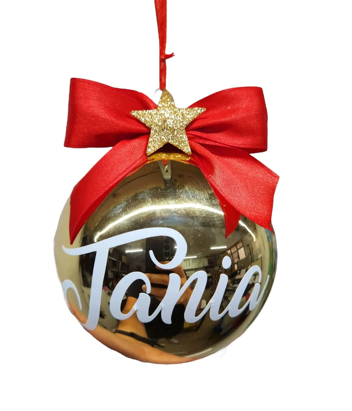 Palla di Natale in Vetro Oro Lucido Personalizzata 10cm