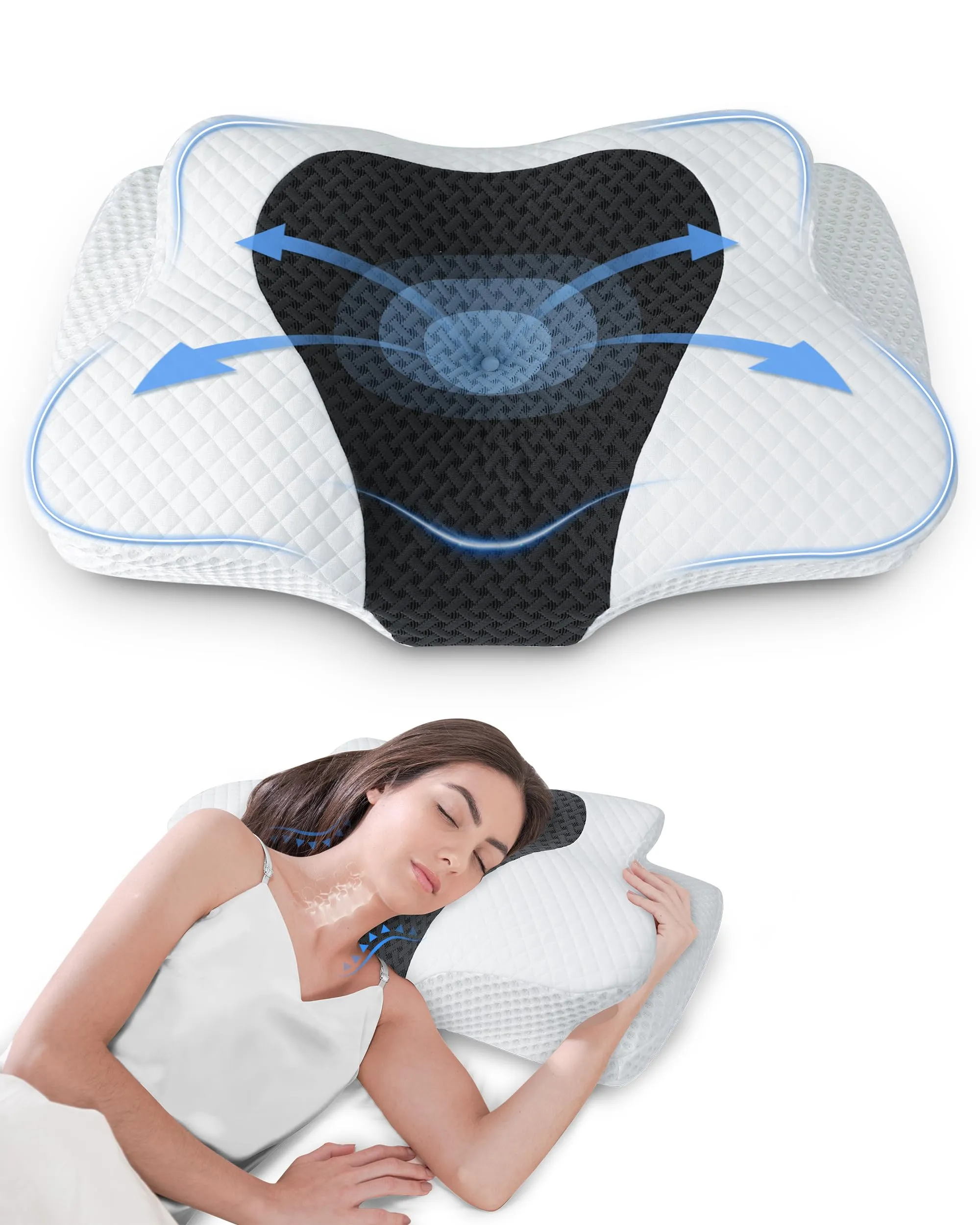 HOMCA Cuscino Cervicale Ergonomico in Memory Foam