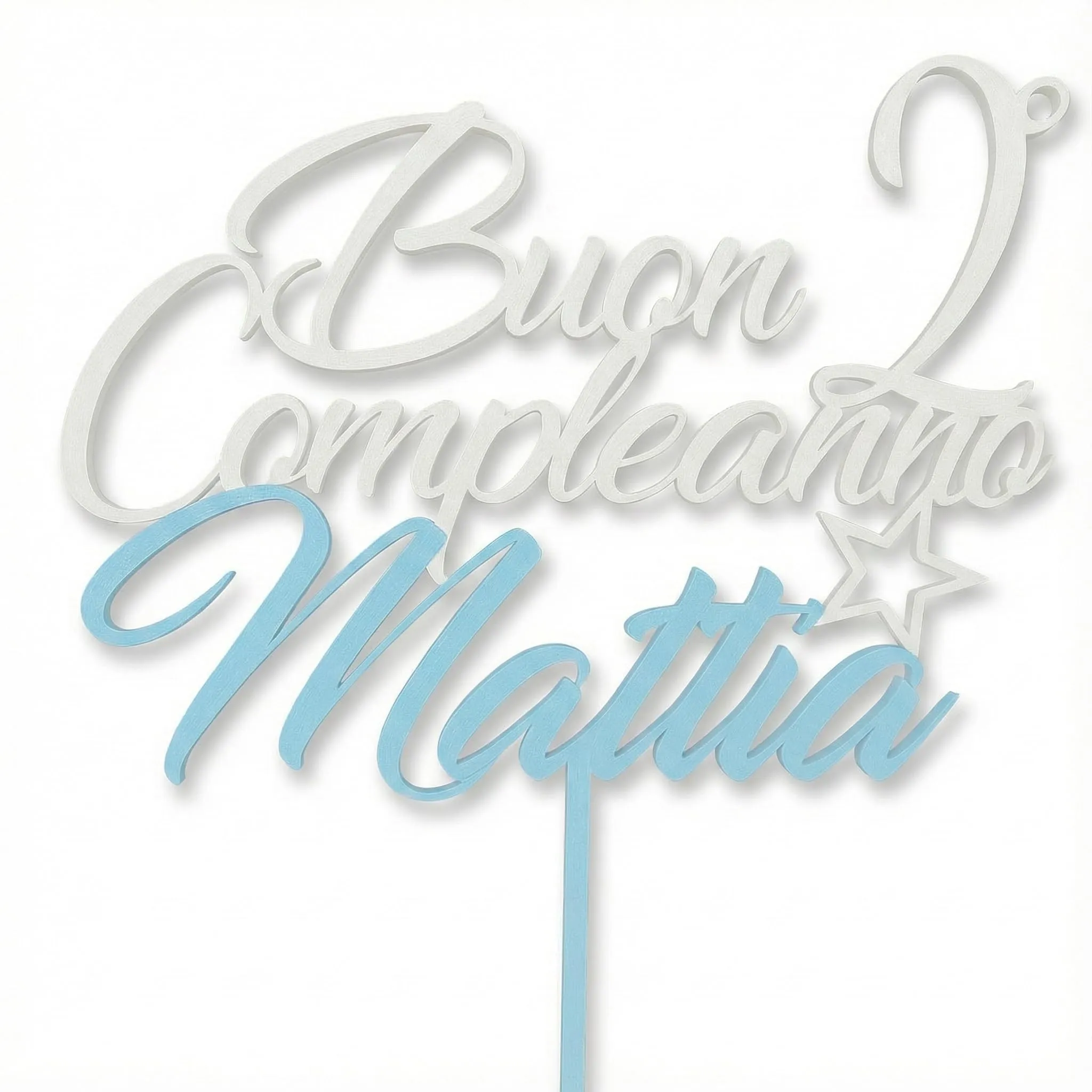 Cake Topper Personalizzato "Buon Compleanno" - Nome e Numero Anni a Scelta
