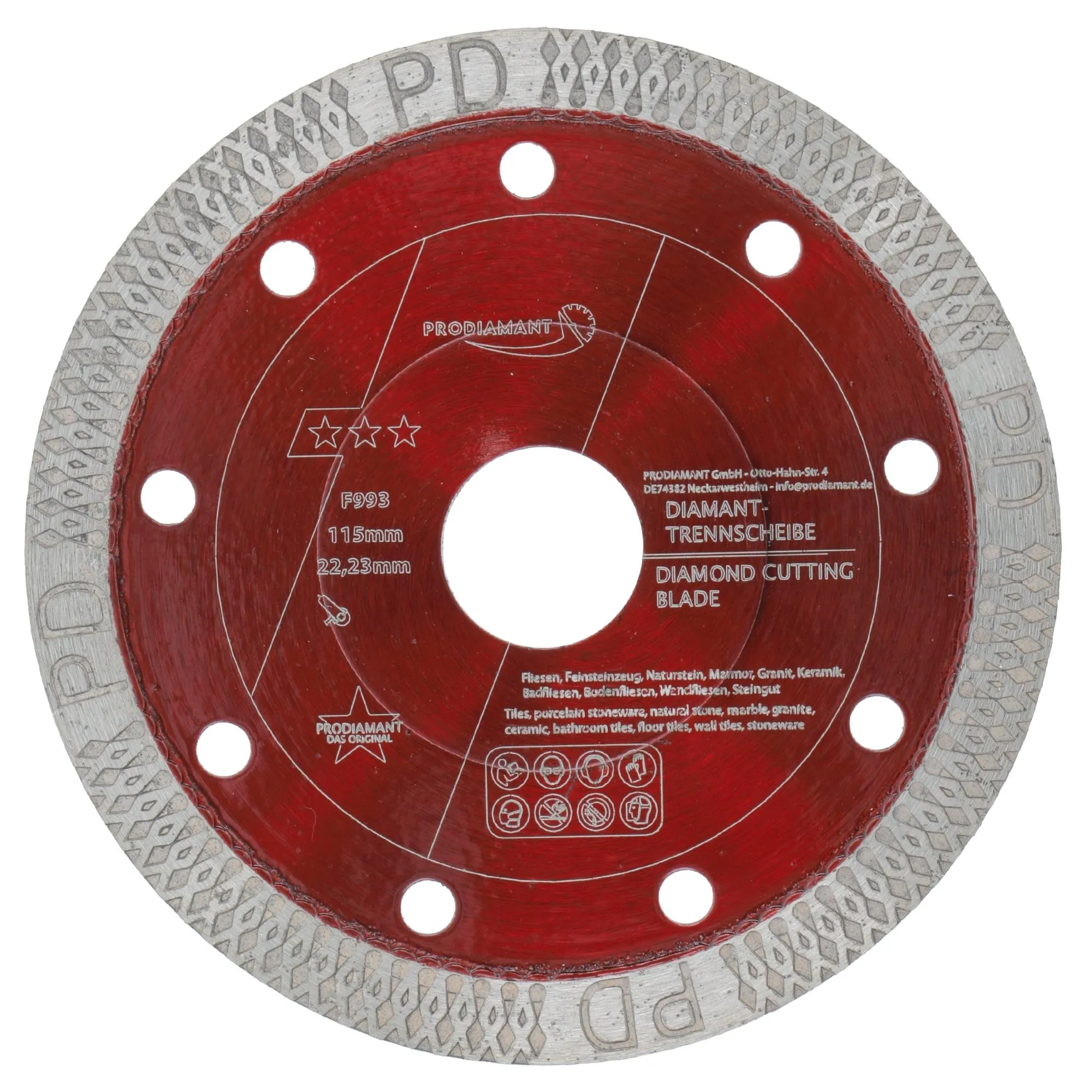 PRODIAMANT Disco Diamantato F993 - 115mm x 22,23mm per Taglio Preciso di Piastrelle e Gres Porcellanato
