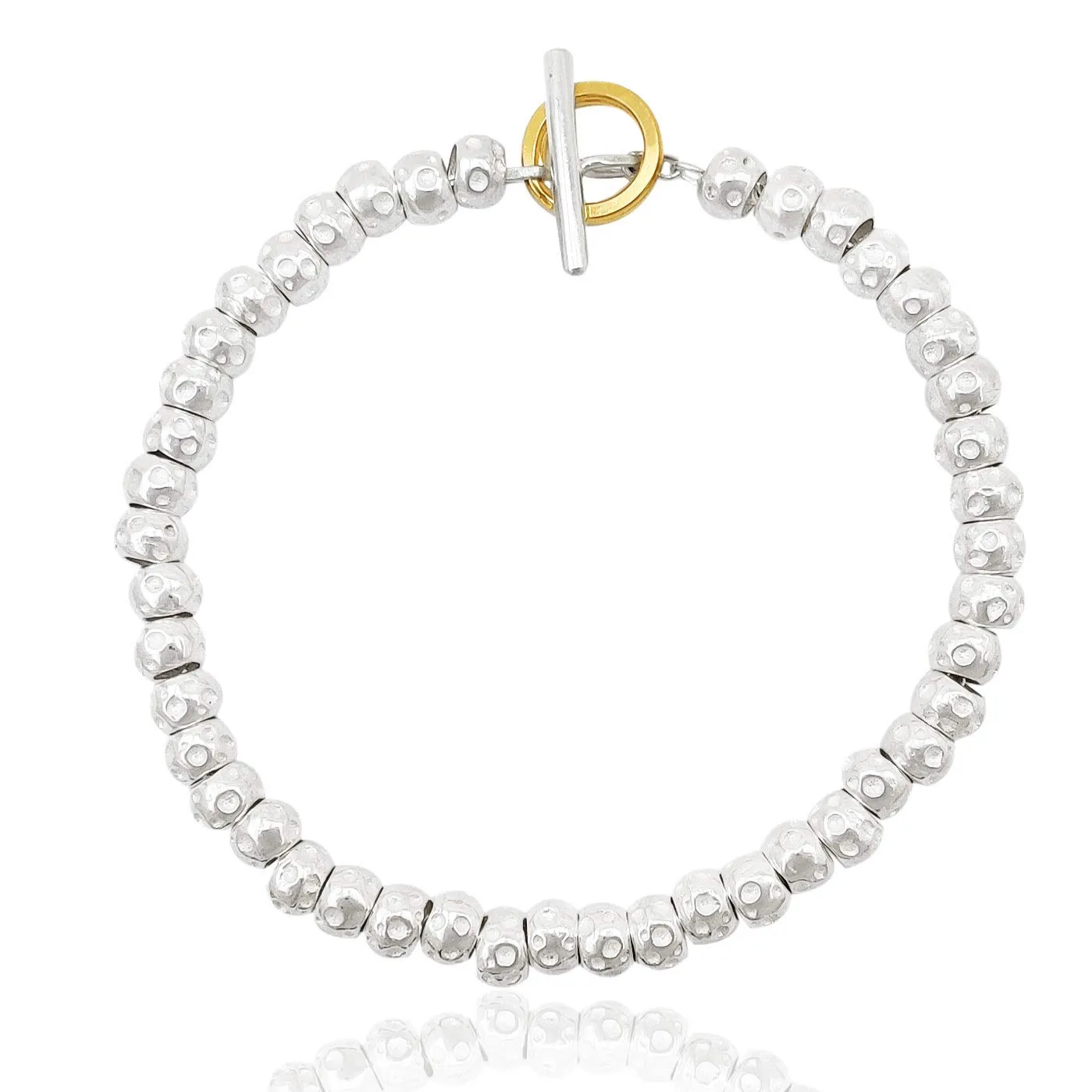 Bracciale in Argento 925 con Granelli Pepite Martellate - Artigianato Italiano