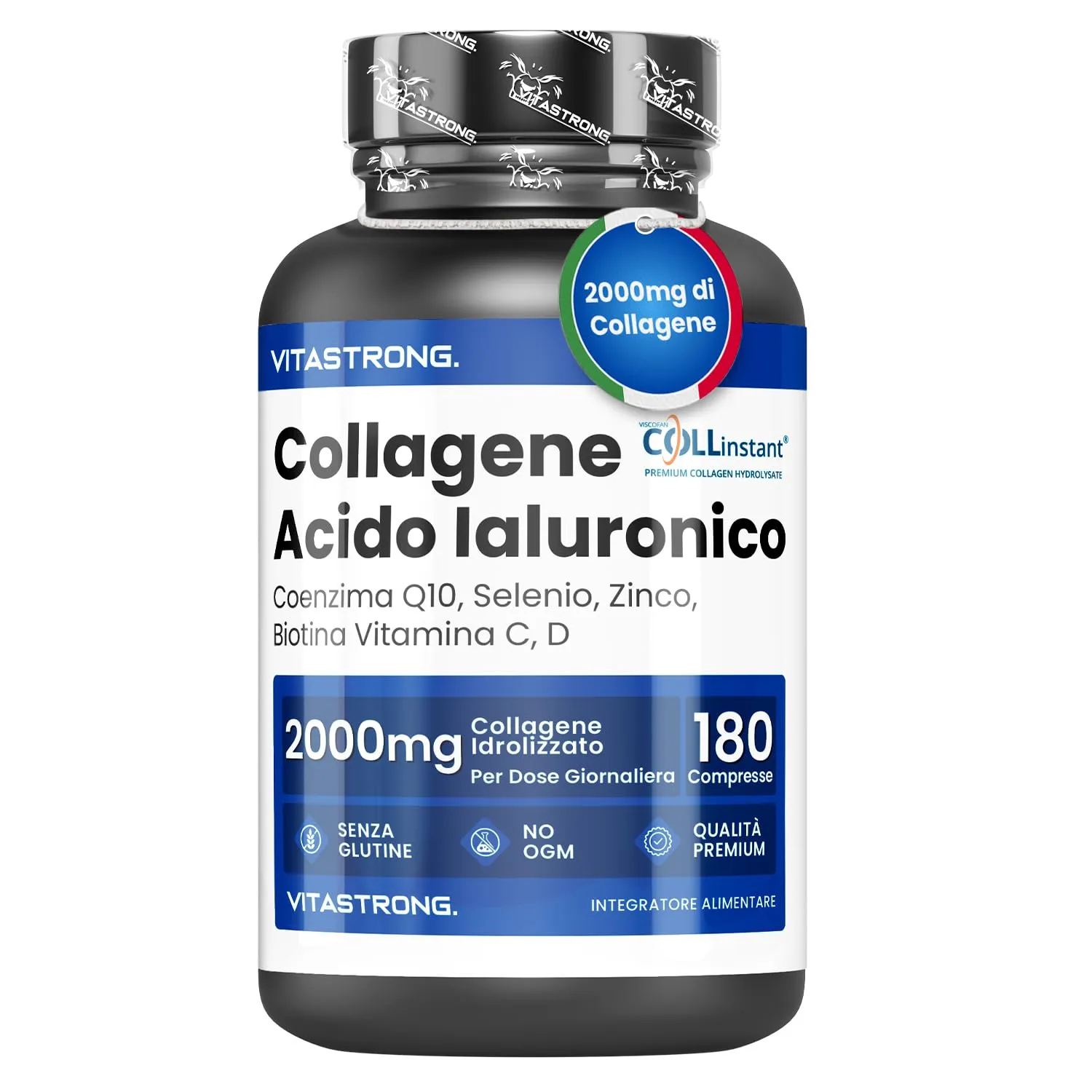 Vitastrong COLLinstant: Collagene Idrolizzato, Acido Ialuronico e Nutrienti Essenziali per Bellezza e Benessere
