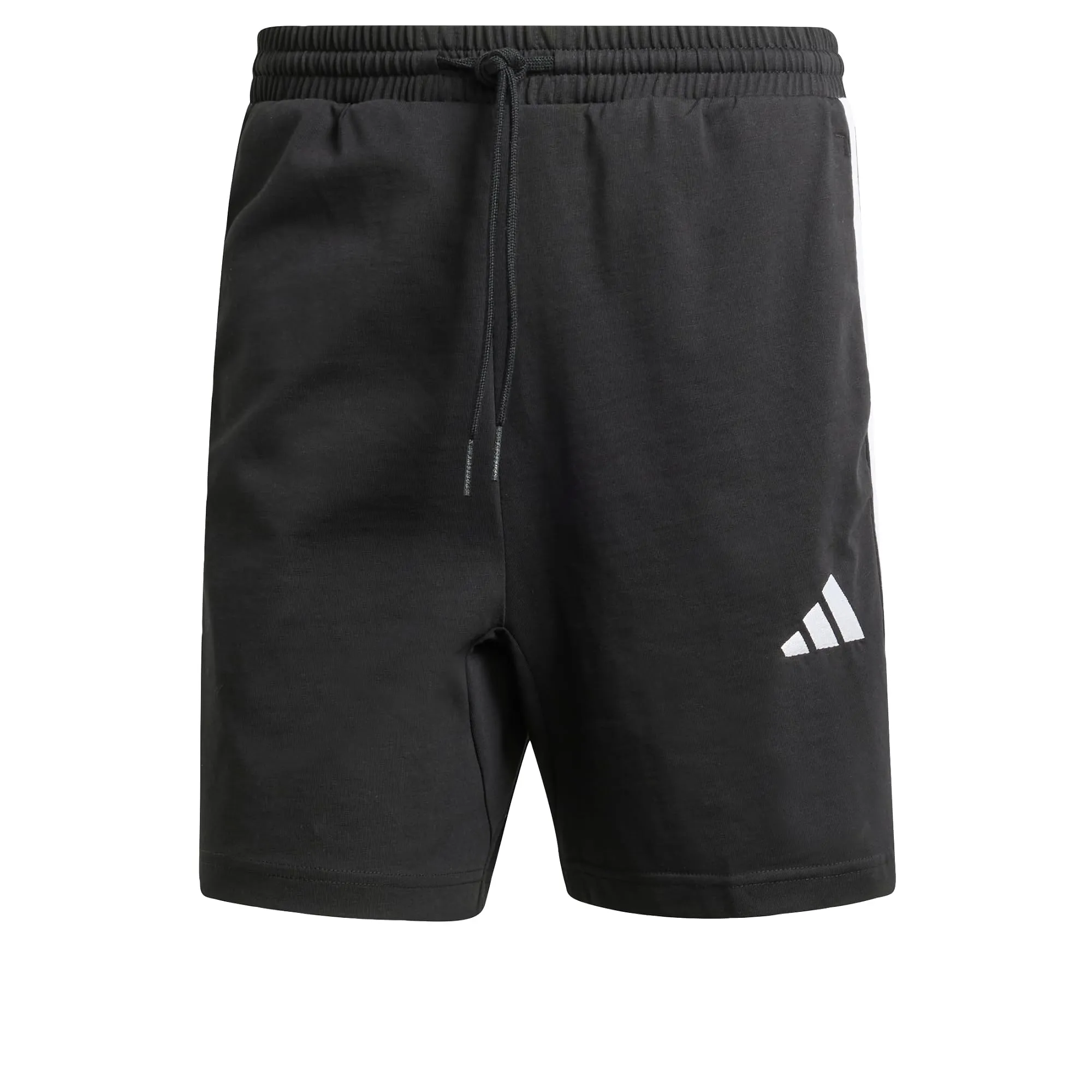 adidas Uomo Essential Three Stripes Single Jersey Short 7IN, Nero/Bianco