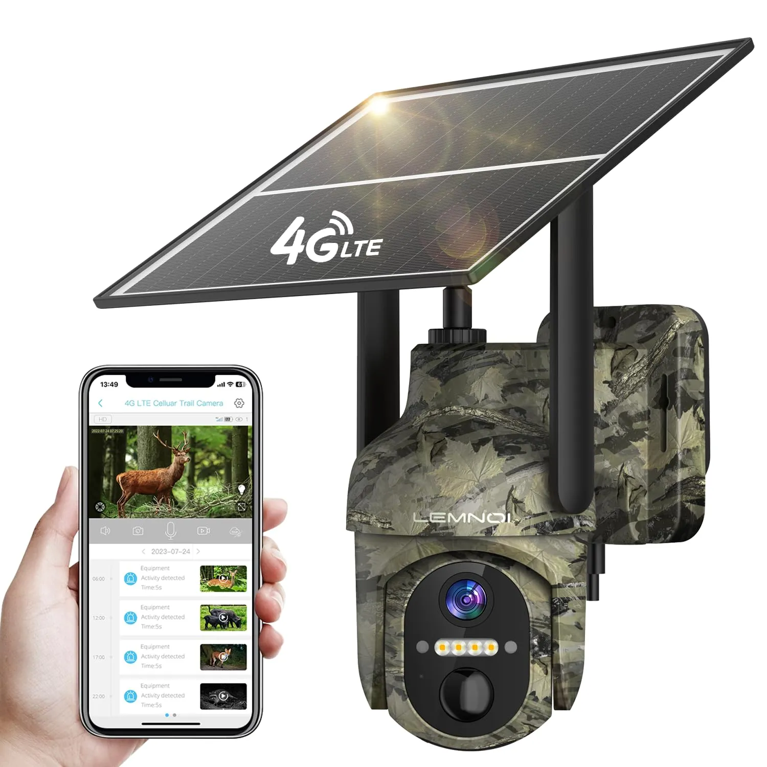 LEMNOI Fotocamera da caccia 4G Solare con SIM e SD