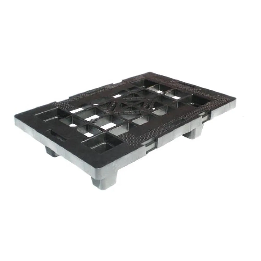 Pallet in plastica riciclata (PP) 400x600x124 mm, 4 piedi, piano forato