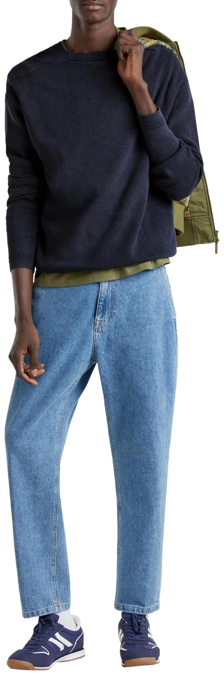 United Colors of Benetton Maglia Girocollo Oversize Blu XL Uomo