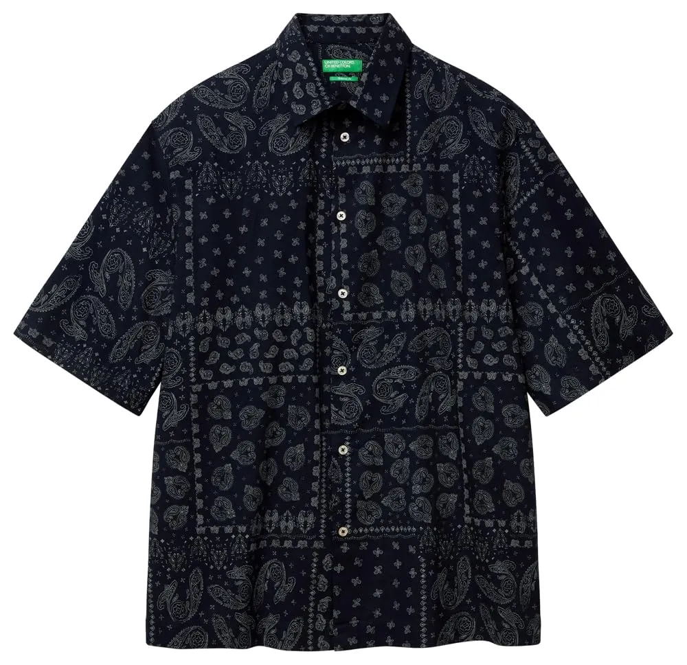 Camicia Uomo United Colors of Benetton in Mussola Stampata Fantasia