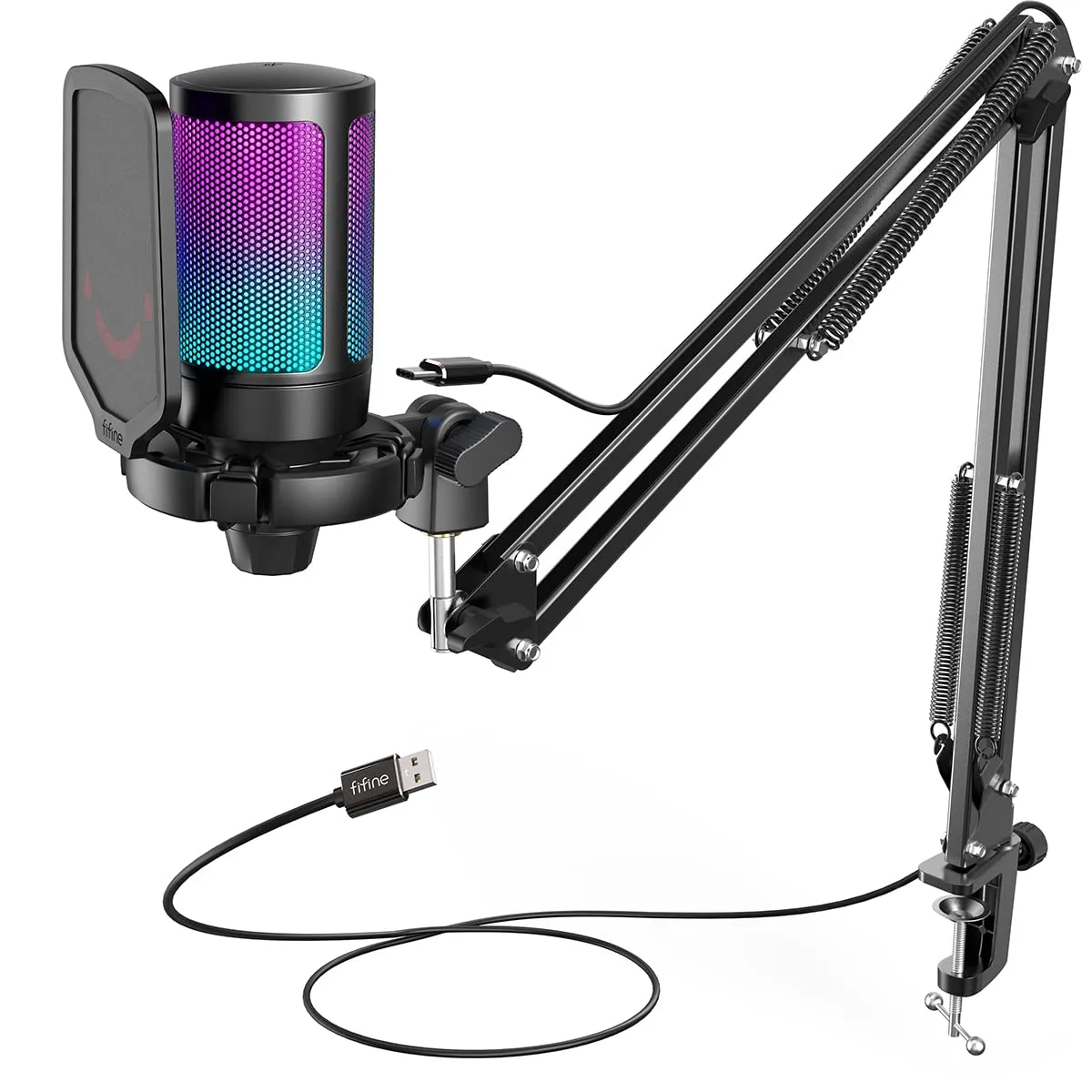 FIFINE AmpliGame A6 USB Gaming Microphone RGB (PC/PS4/PS5) - Black