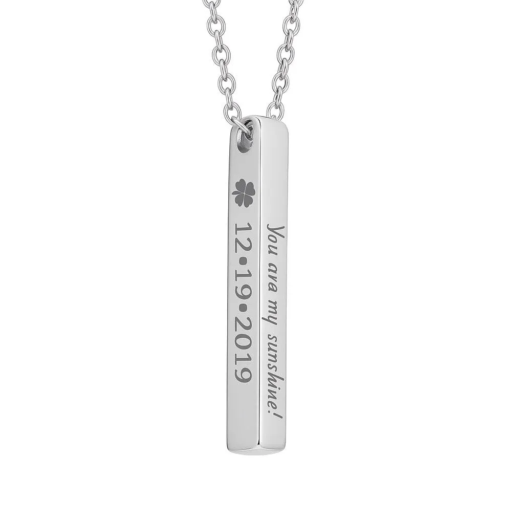 Collana Unisex Personalizzabile con Incisione - Ciondolo Rettangolare in Acciaio Inossidabile