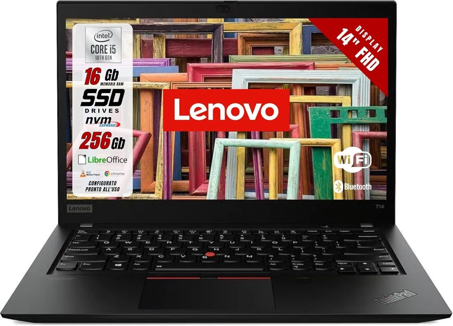 Lenovo Thinkpad T14 Gen 1 Ricondizionato - Notebook Business 14" FHD, Intel Core i5, 16GB RAM, 256GB SSD, Windows 11 Pro