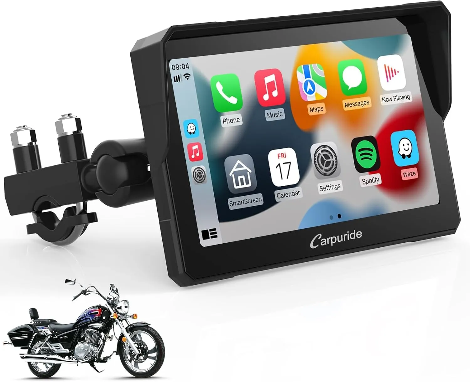 Carpuride W702: Schermo CarPlay Wireless Impermeabile per Moto