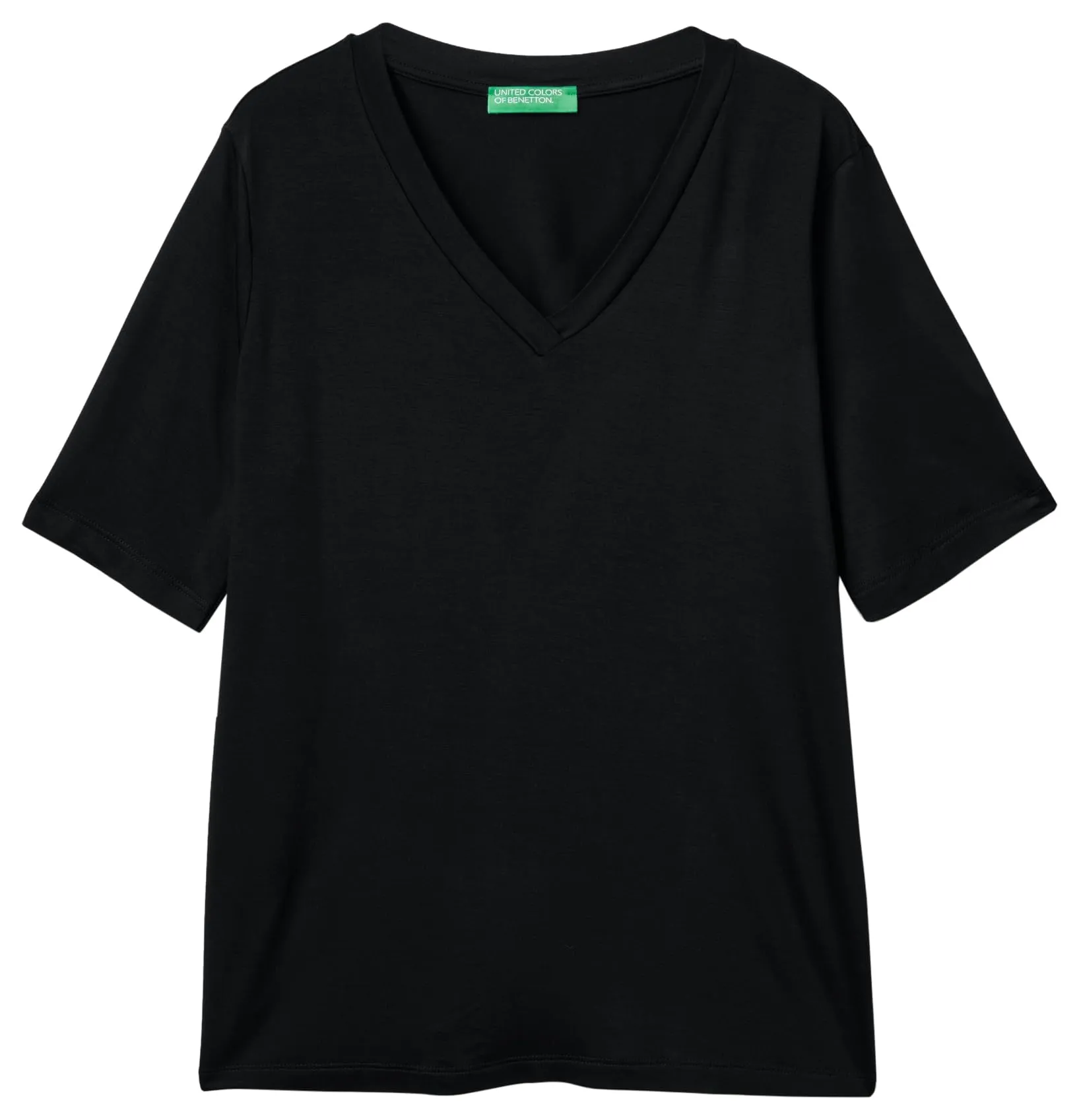 T-shirt Donna United Colors of Benetton in Eco-Viscosa con Scollo a V