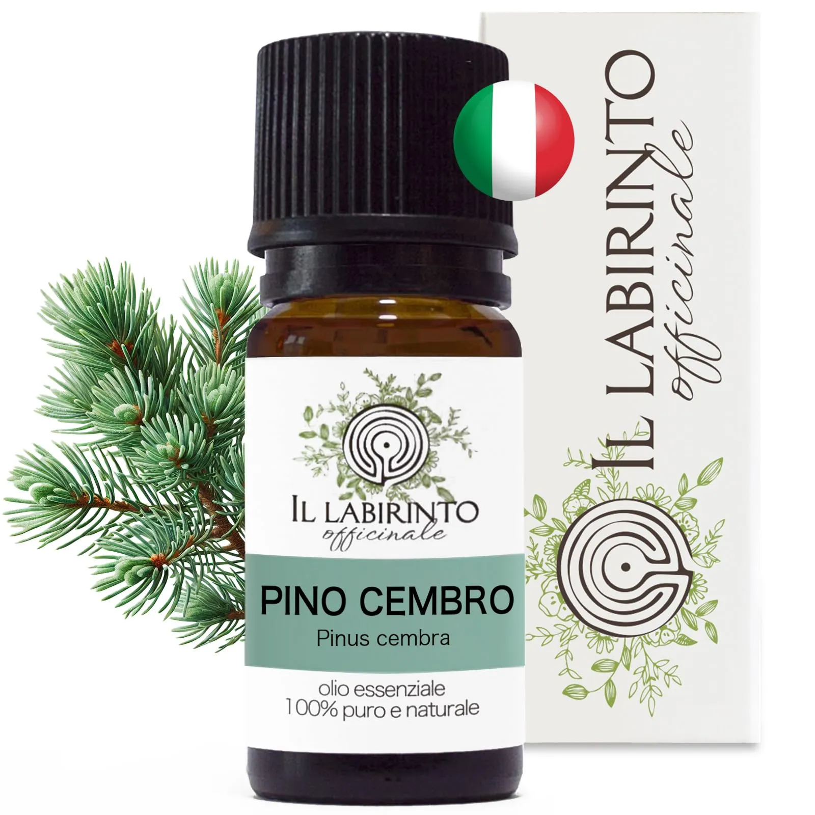 Olio Essenziale Pino Cembro Cirmolo puro Italiano Il Labirinto Officinale - 10ml