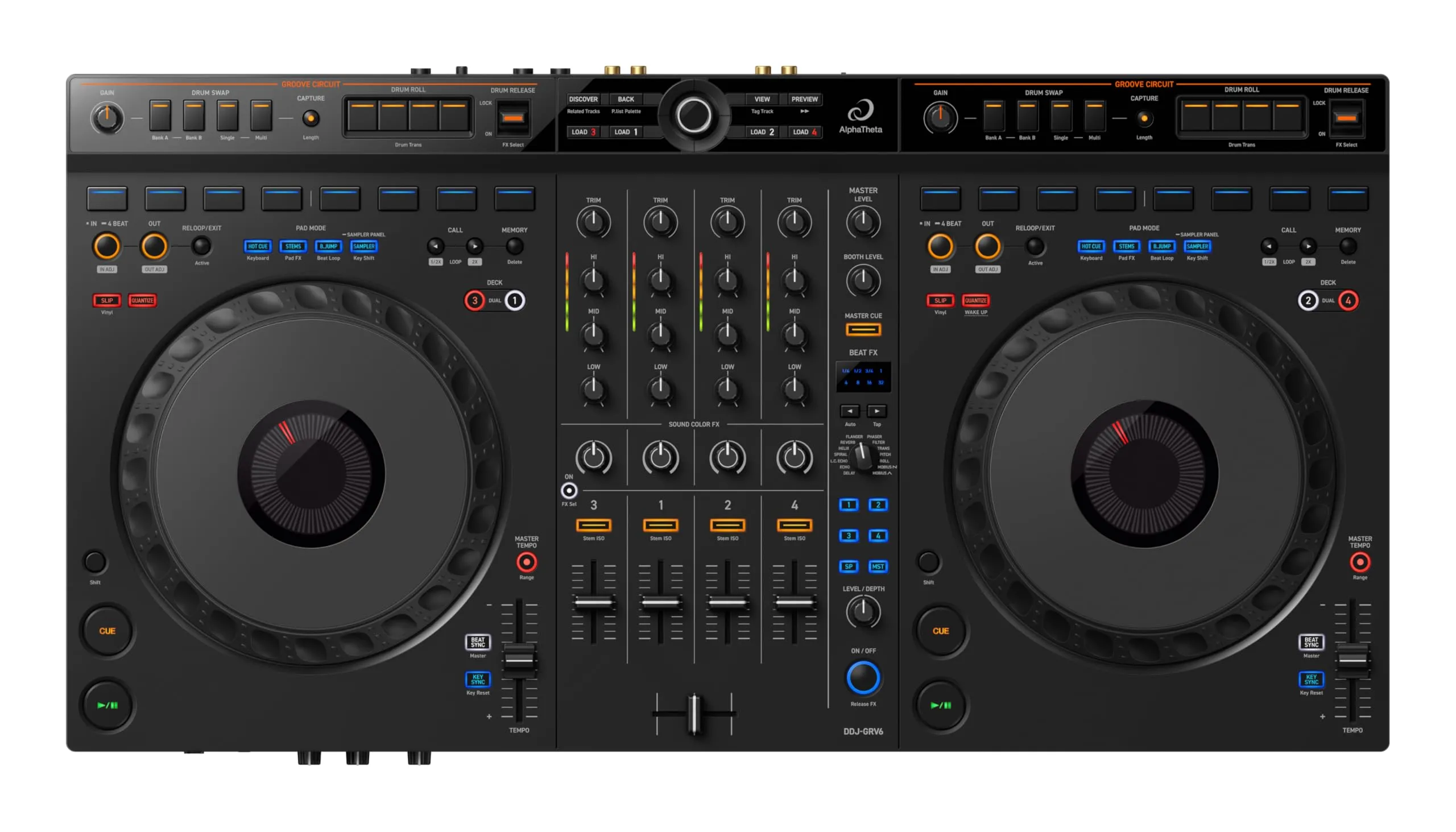 AlphaTheta DDJ-GRV6 Controller DJ a 4 canali