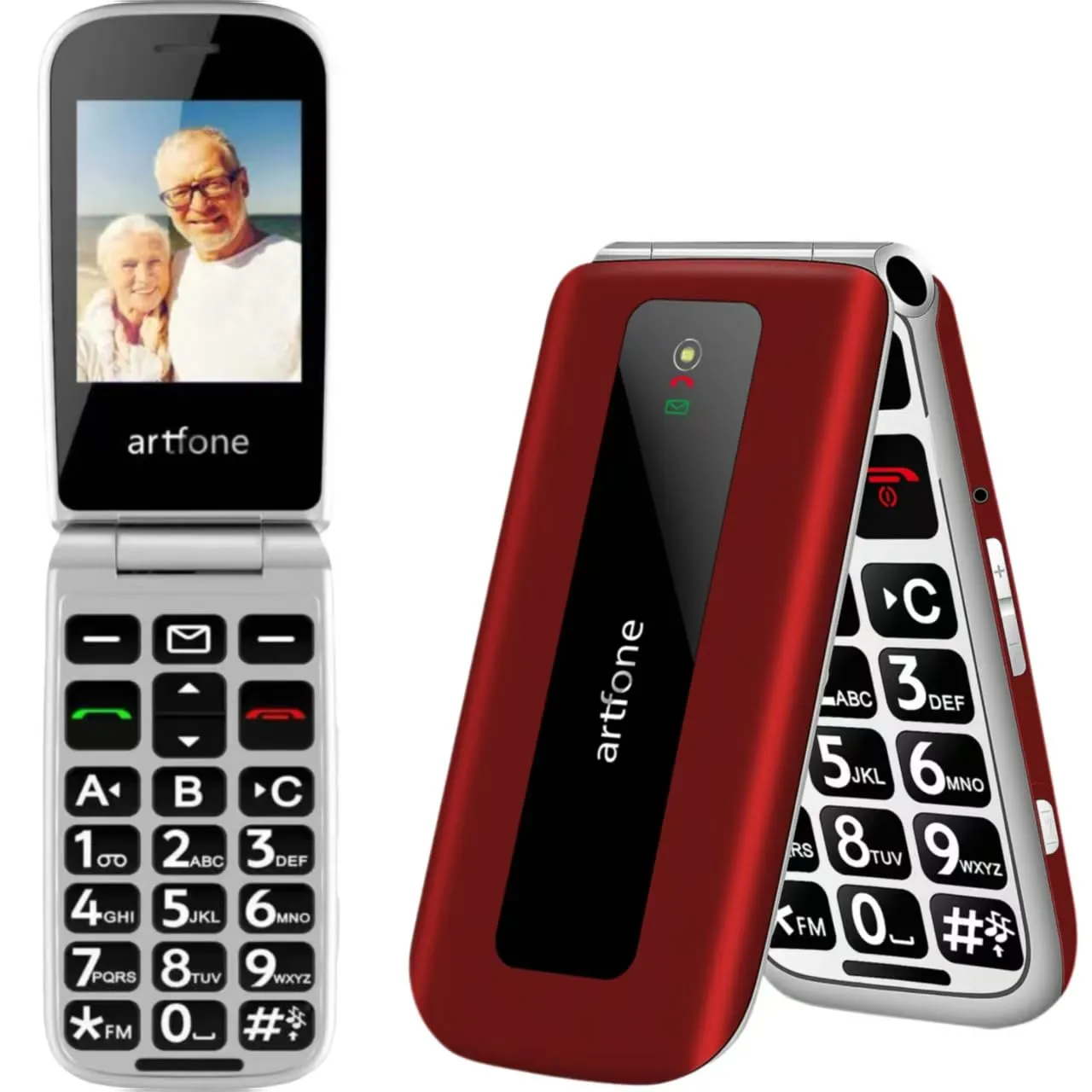 Artfone F20 Telefono Cellulare per Anziani Rosso