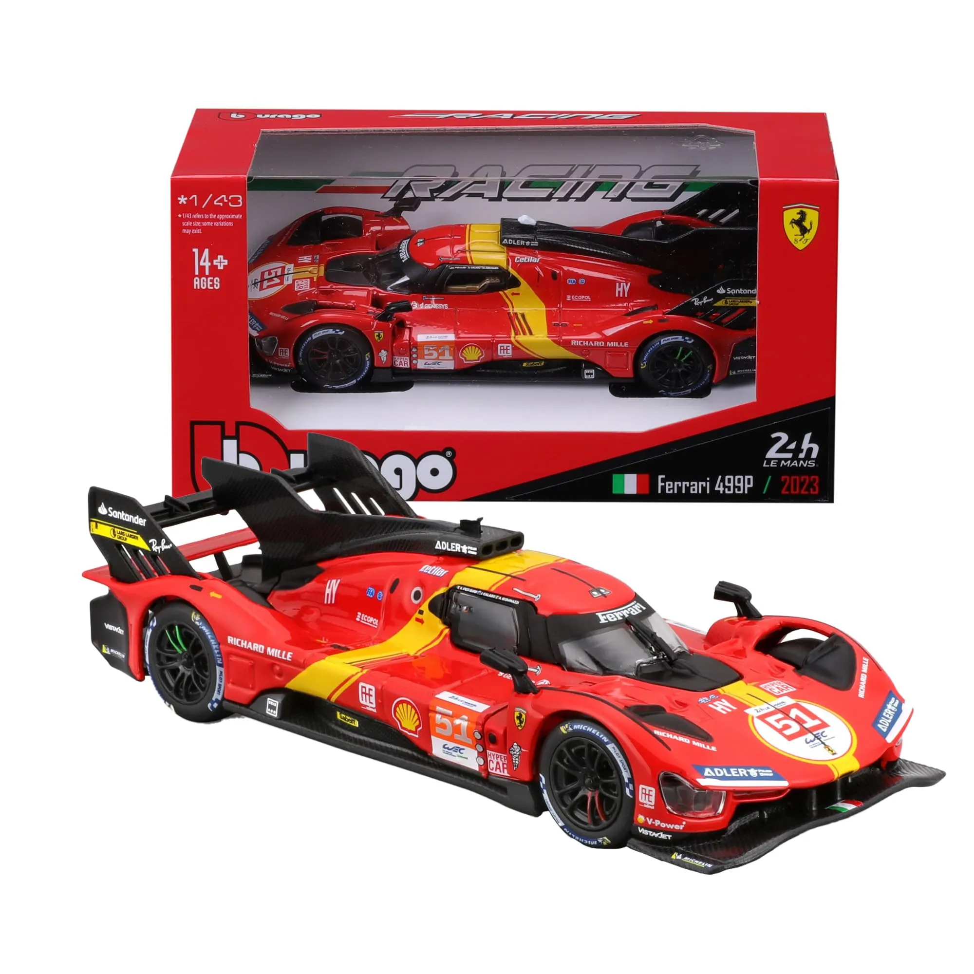 Bburago - Ferrari 499P LMH n°51 - Modellino Realistico Auto in Scala 1:43