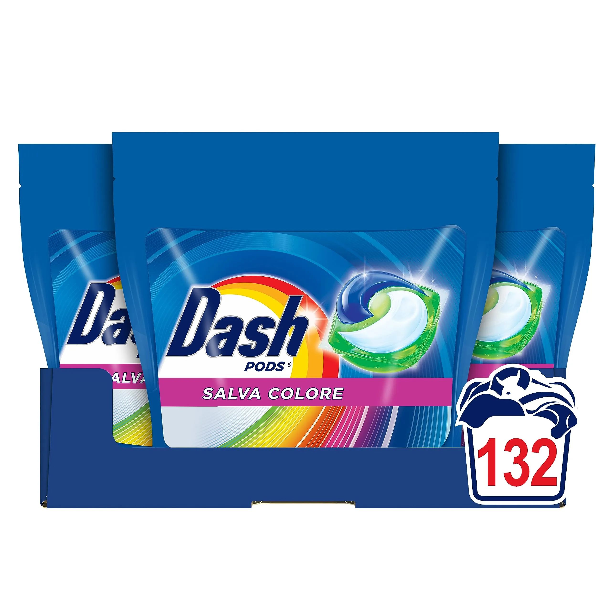 Dash Pods Detersivo Lavatrice In Capsule, 132 Lavaggi (44x3), Salva Colore