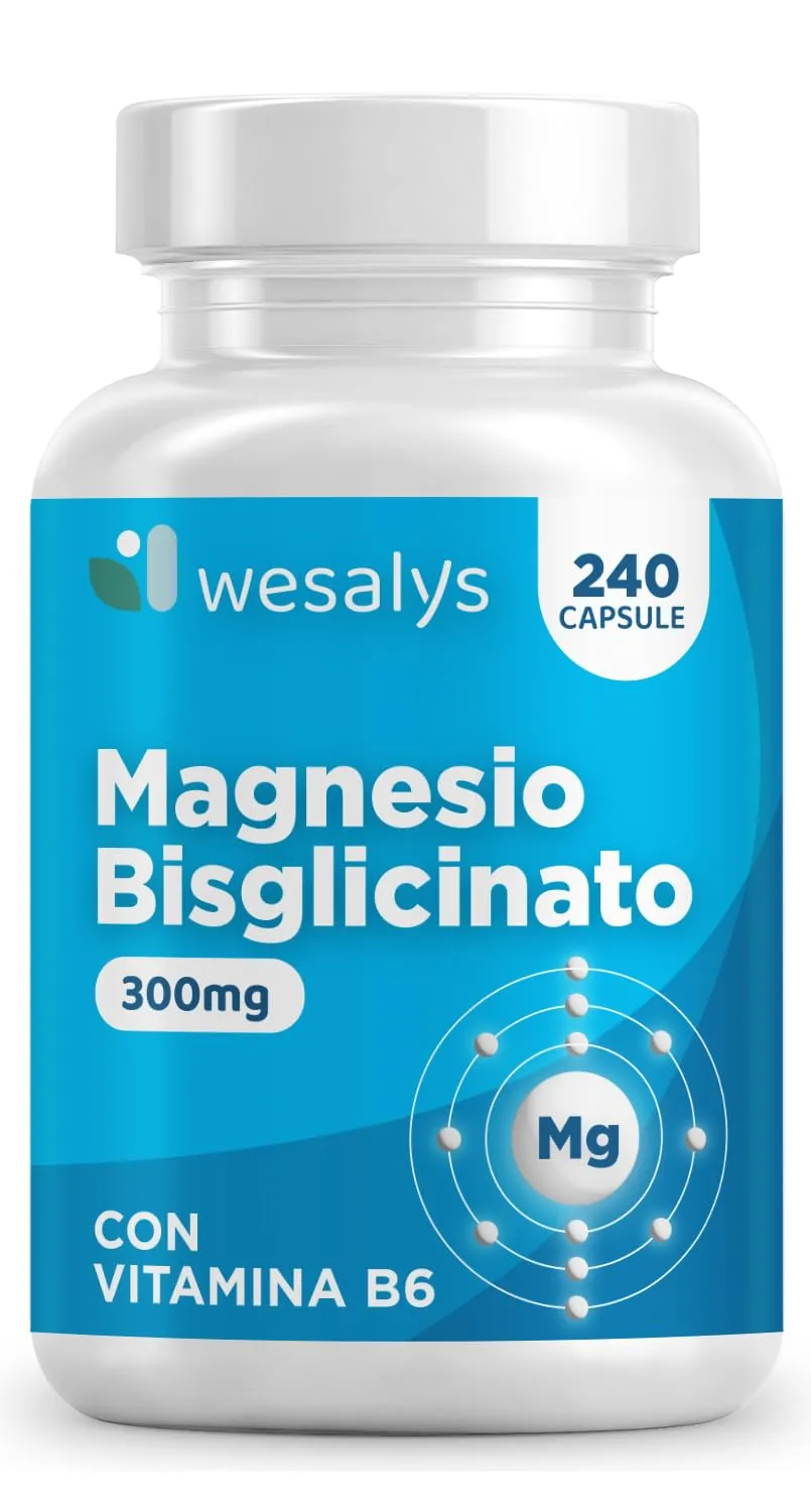 Magnesio Bisglicinato 240 Capsule - Integratore di Magnesio Glicinato con Vitamina B6