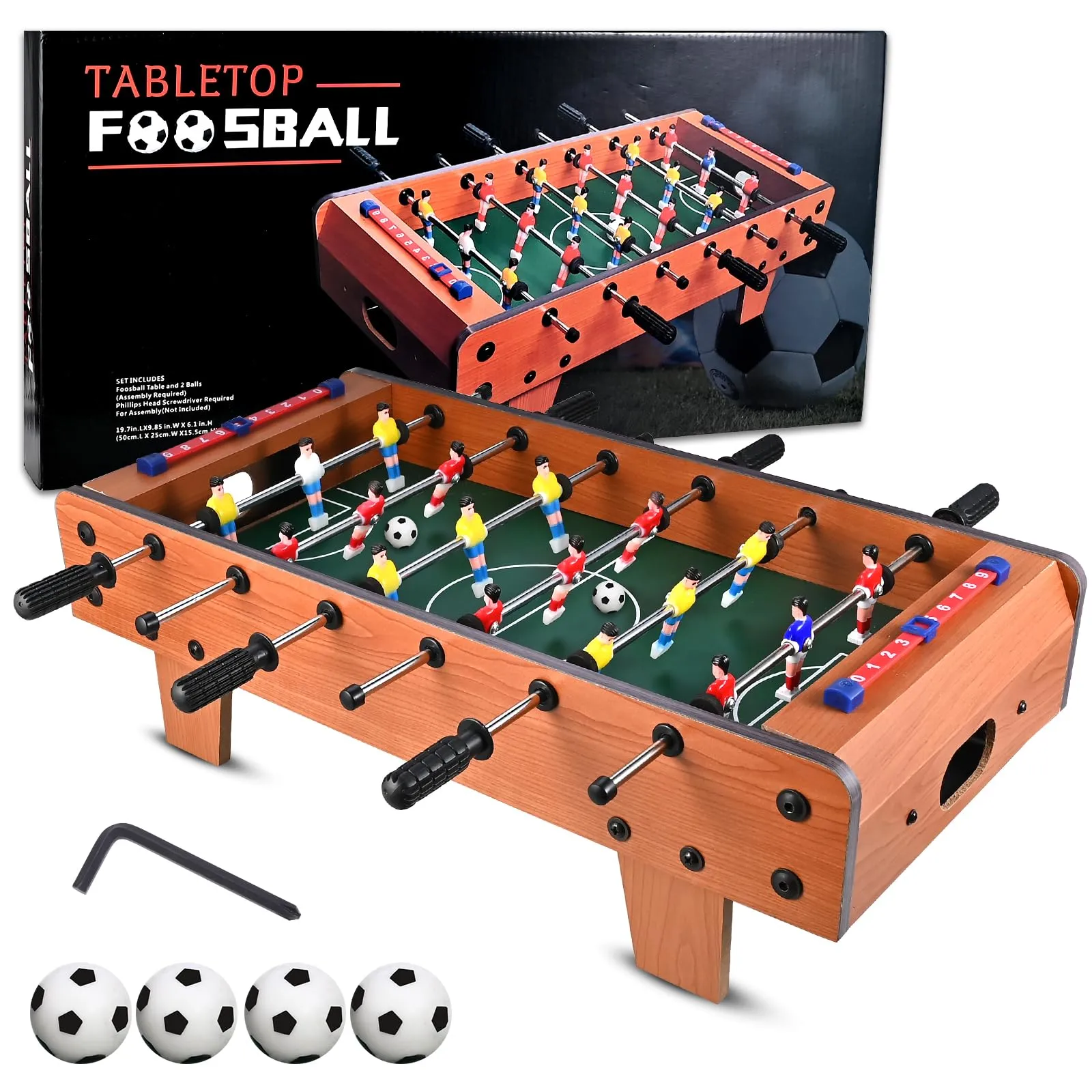 GOLDGE Calcio Balilla in Legno da Tavolo per Bambini e Adulti