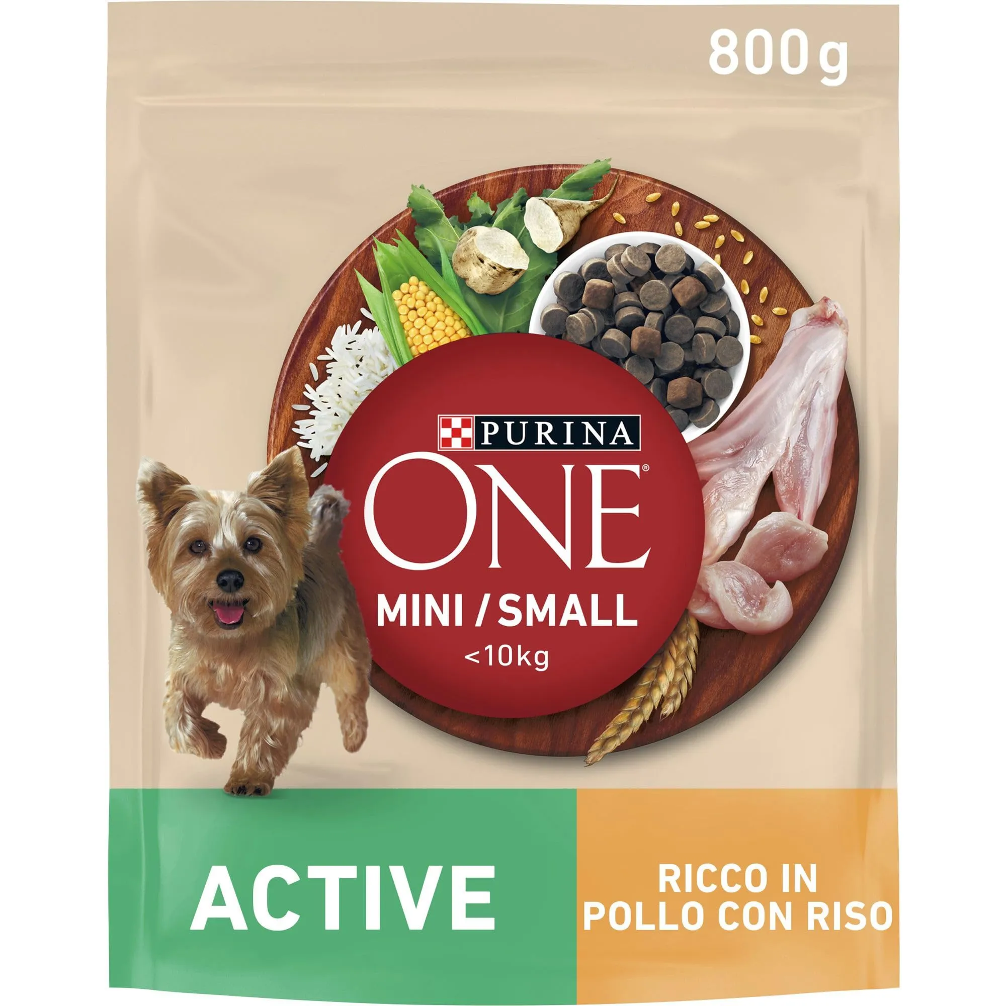 Purina One Mini Active per Cani Inferiori a 10 kg, Crocchette con Pollo e Riso