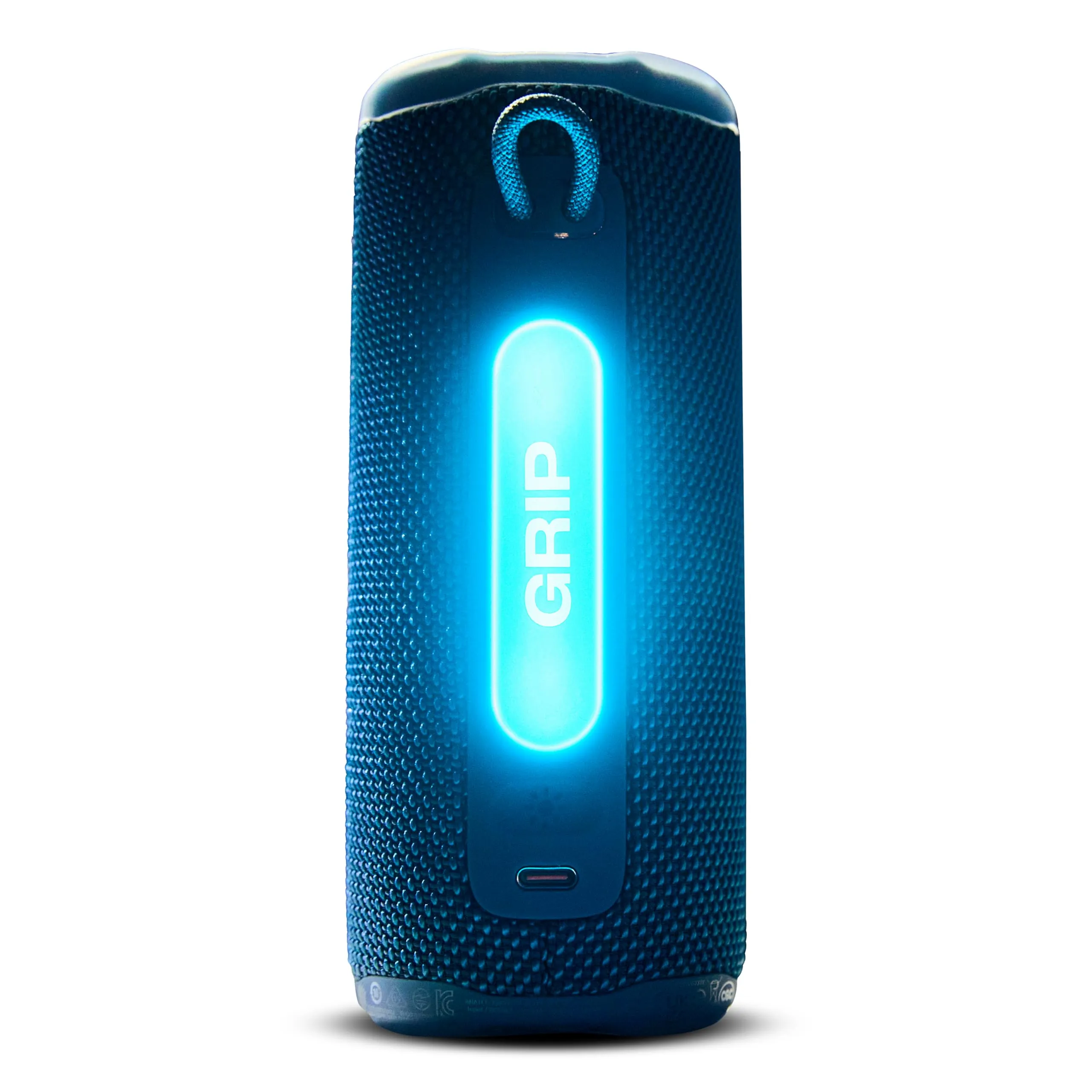 JBL Grip - Speaker Bluetooth Portatile, Audio Potenziato dall'AI, Resistente e con Luce Ambientale