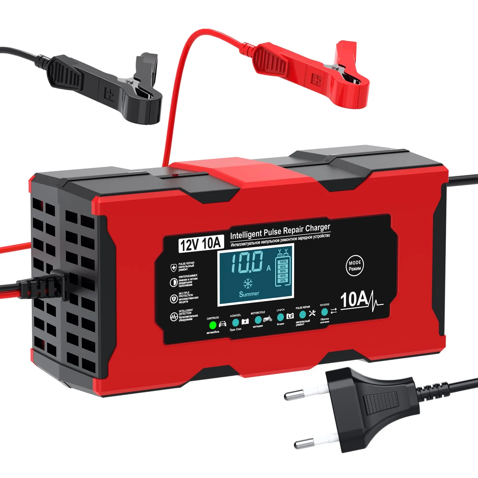 VELOGK Caricabatterie Auto 10A 12V con Mantenitore e Schermo LCD