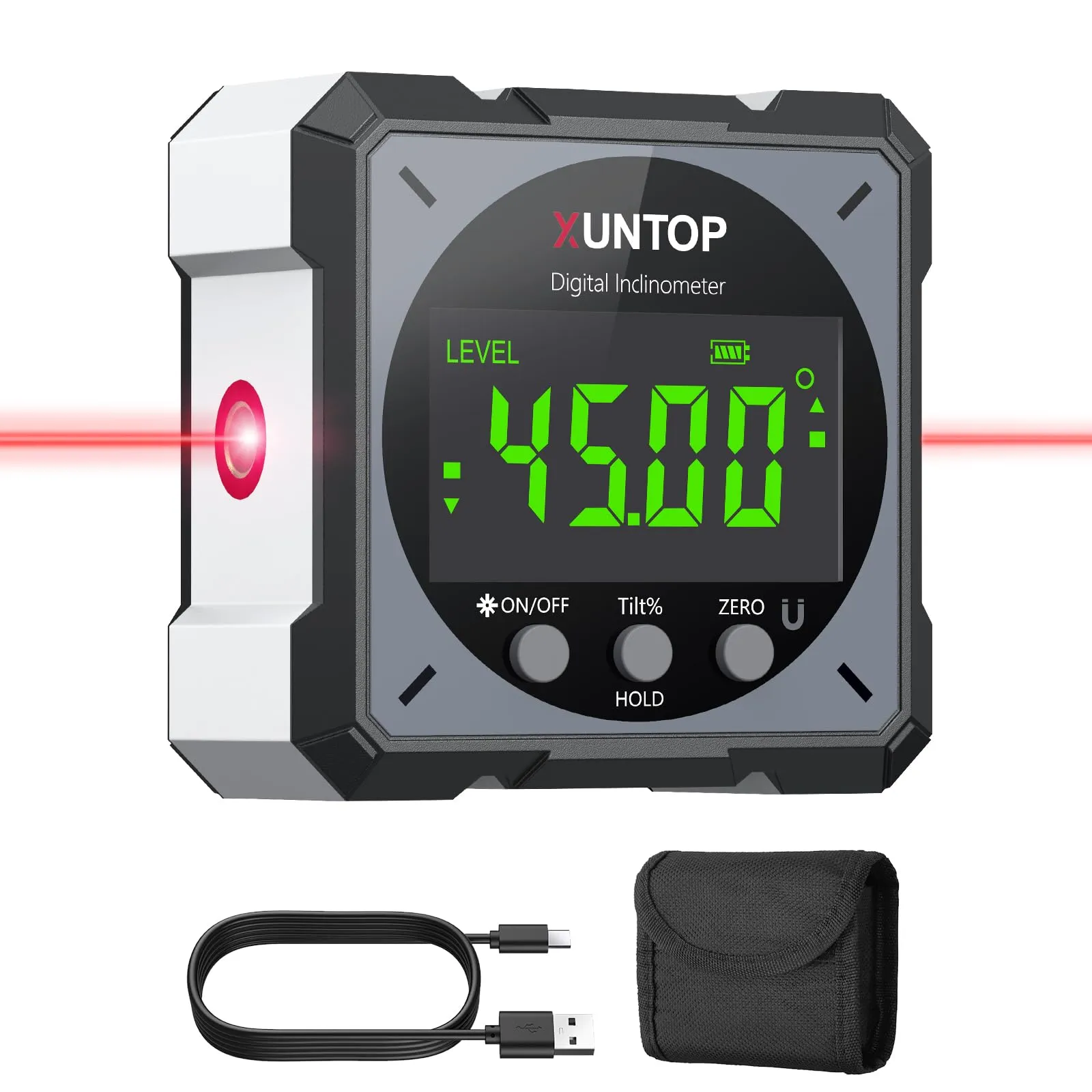 Livella Digitale LCD XUNTOP Ricaricabile con Misuratore Laser Bilaterale