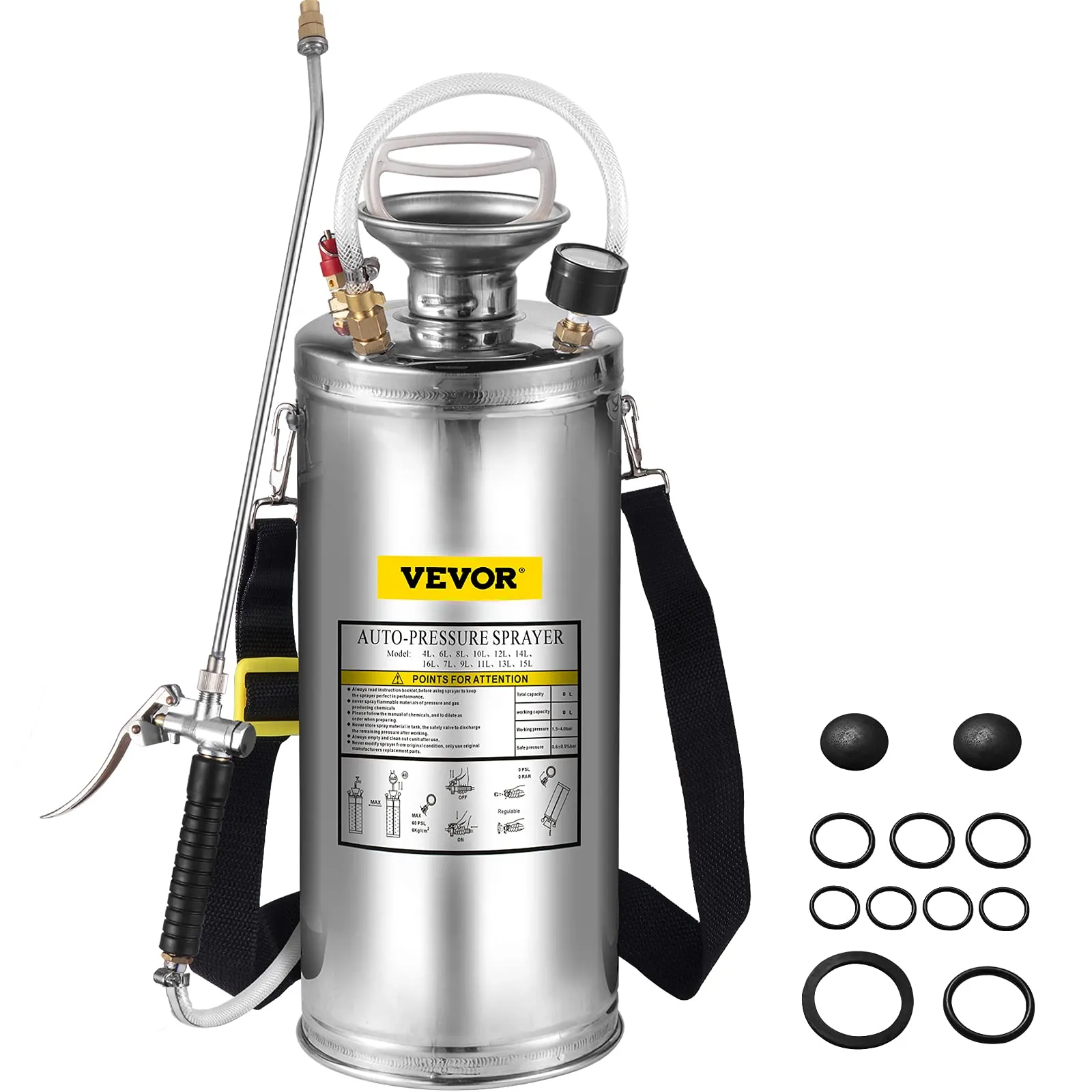 VEVOR 8L Spruzzatore INOX: Nebulizzazione Efficace per Giardino, Casa e Ambienti Professionali