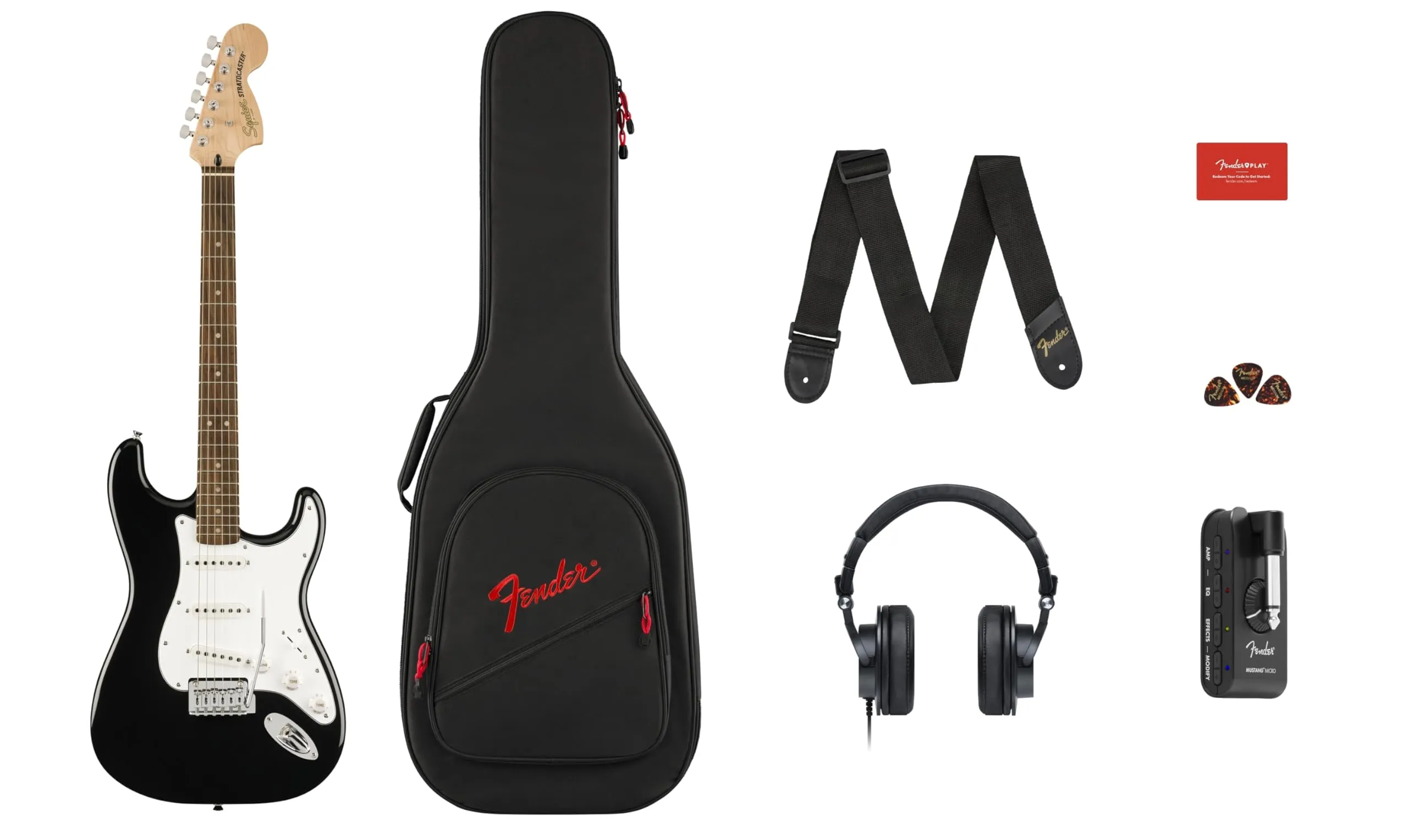 Squier Affinity Stratocaster & Mustang Micro Pack, Nero