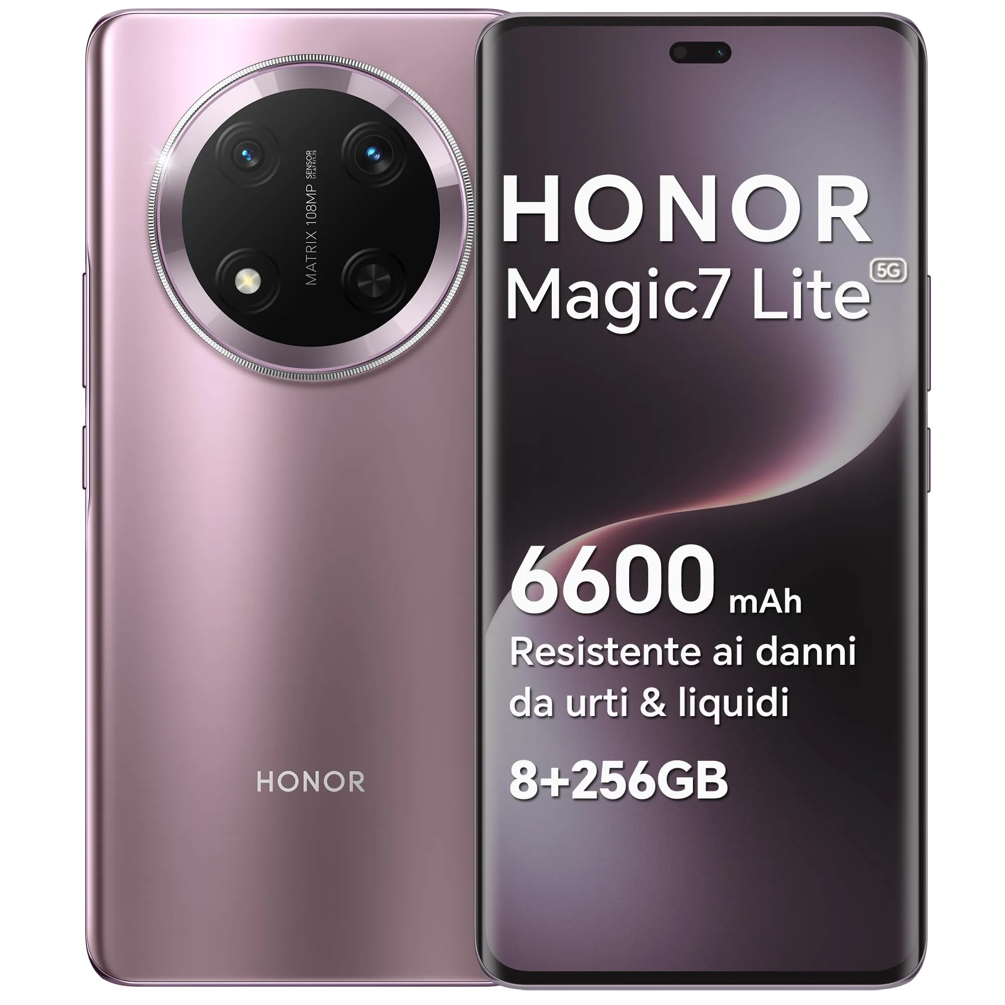 HONOR Magic7 Lite 5G Titanium Purple - Smartphone Android con Display AMOLED, Batteria 6600mAh e Fotocamera 108MP