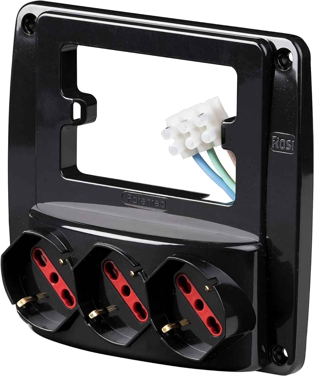 Rosi Emilia Smart Multipresa da Parete, 3 Prese Schuko, Nero