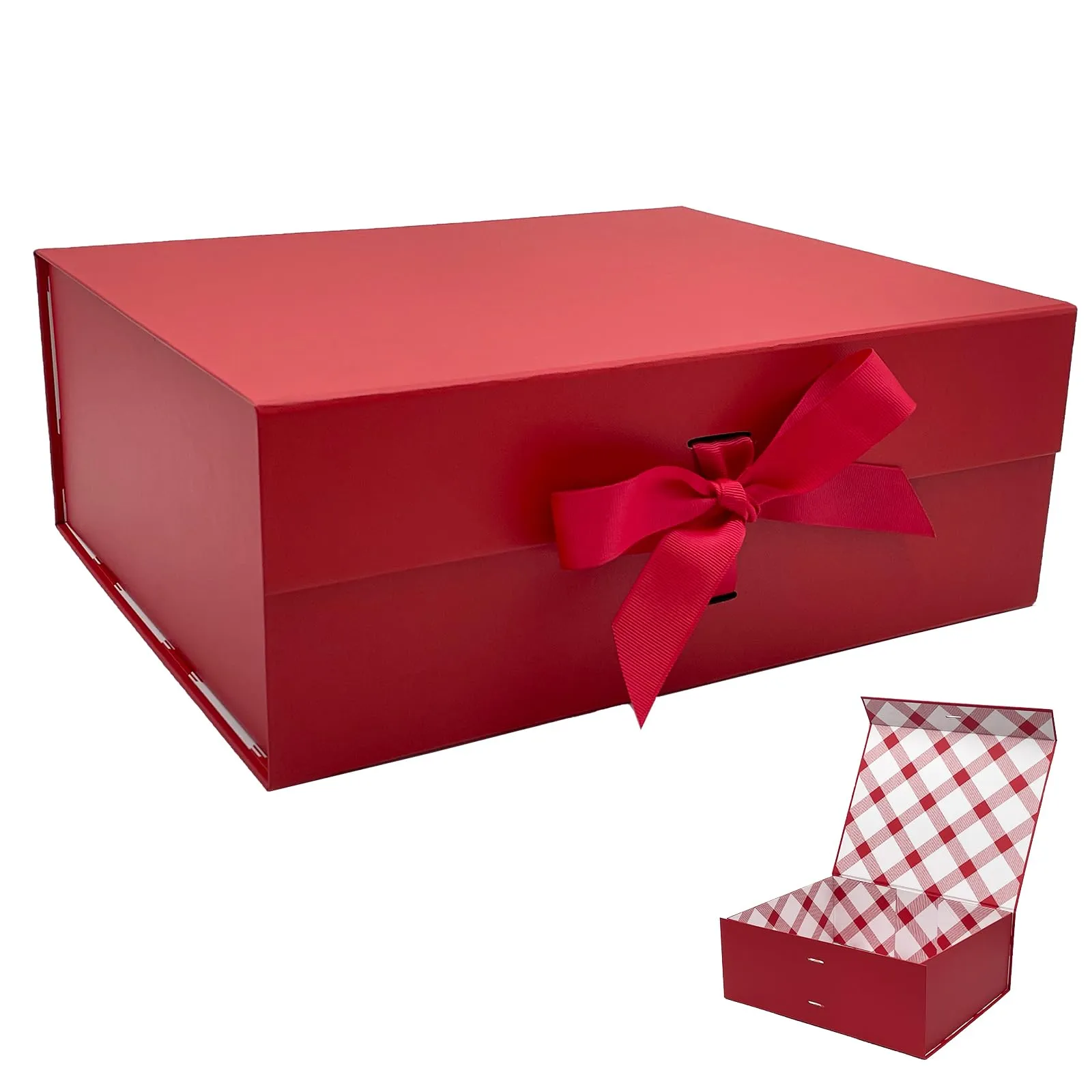 Tekhoho Scatola Regalo Rosso Grande con Coperchio Magnetico e Nastro