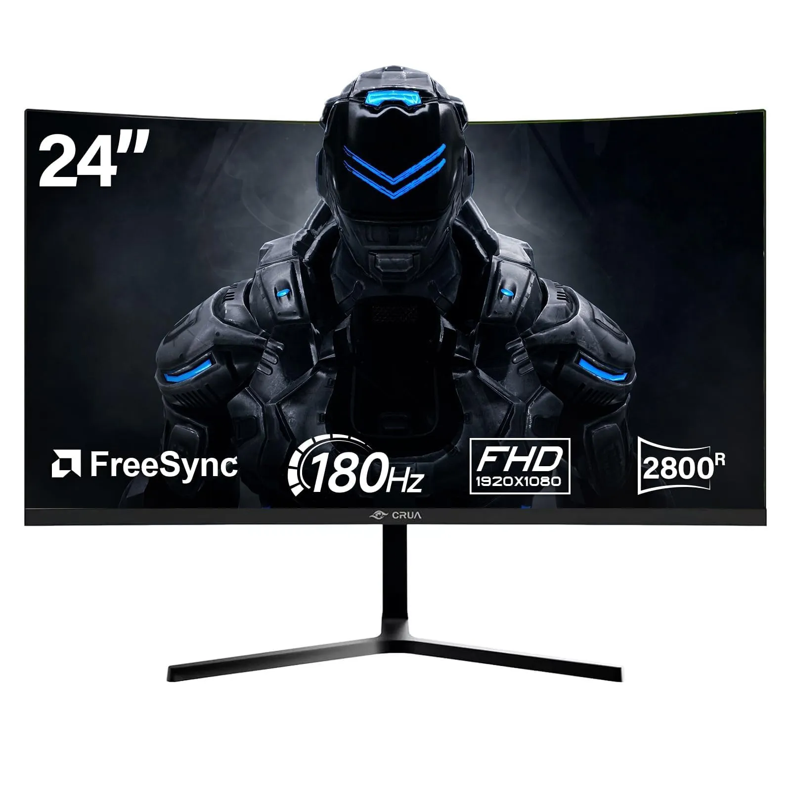 CRUA Monitor Curvo Gaming 24 Pollici FHD 1080P 180Hz 1ms MPRT FreeSync HDMI 2.1 & DP 1.4 Schermo LED VA 1650R