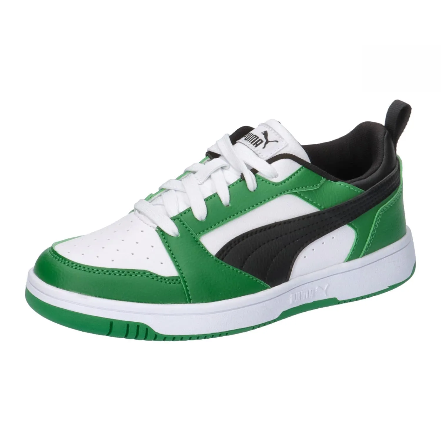 PUMA Rebound V6 Lo JR Sneaker White Black-Archive Green