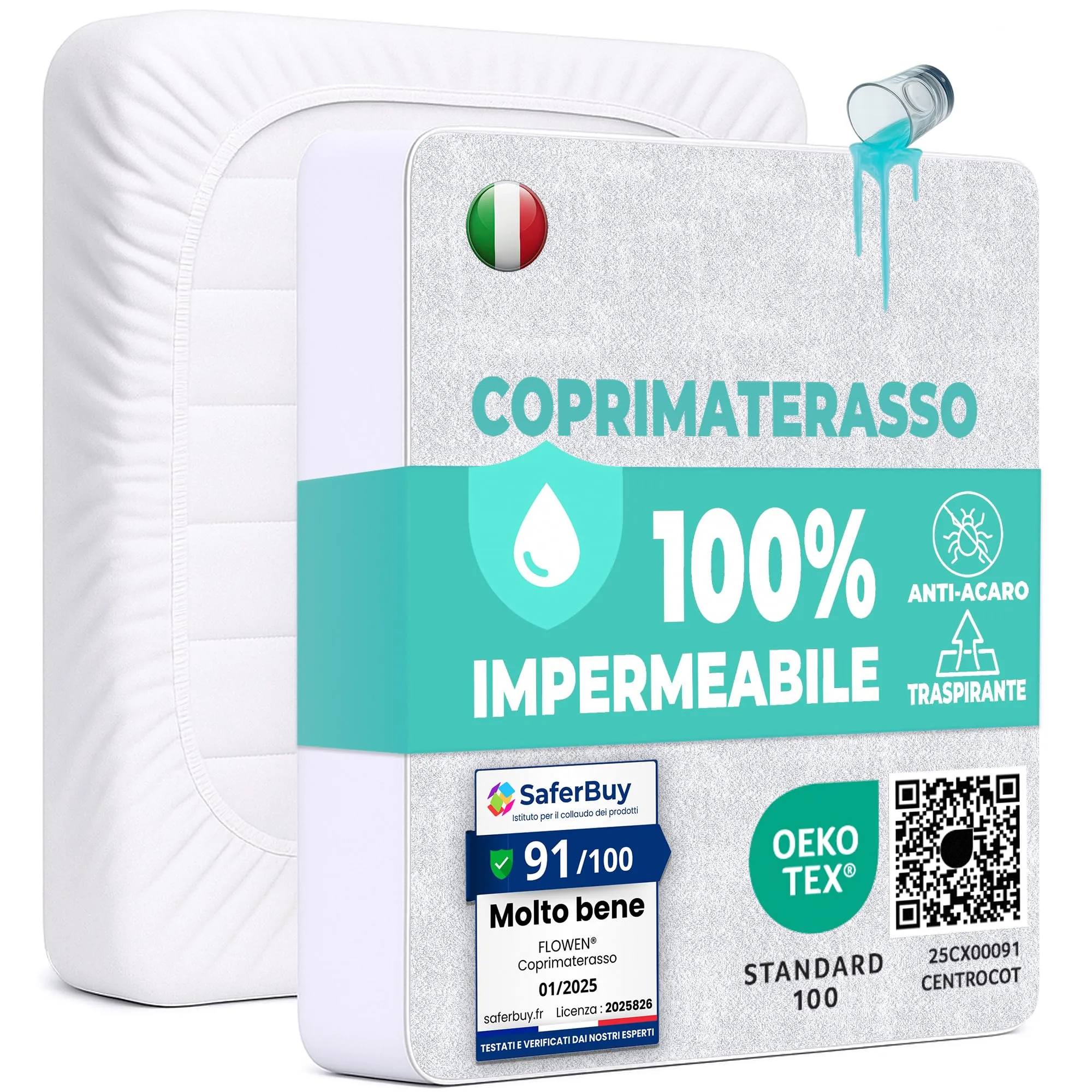 Coprimaterasso Singolo Impermeabile 90x190 cm
