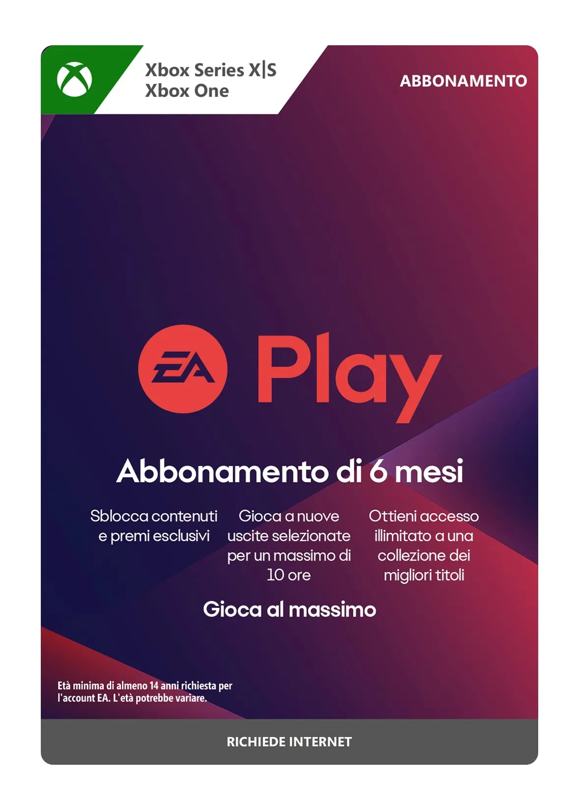 EA Play - Abbonamento 6 Mesi | Xbox One/Series X|S - Codice Download