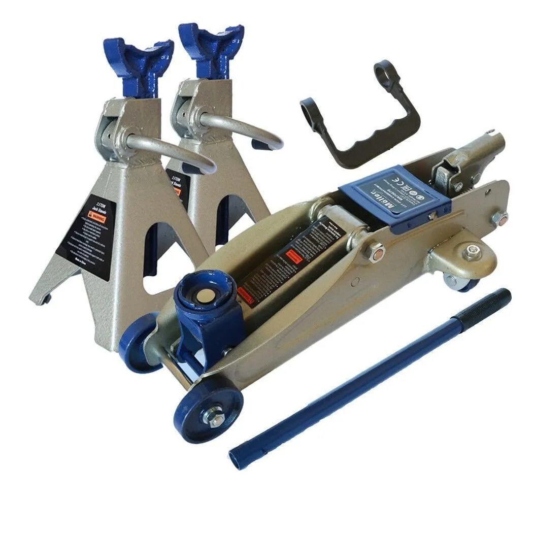 Kit Coppia Cavalletti + Cric 2.5 Tonnellate Sollevatore Idraulico Trade Shop