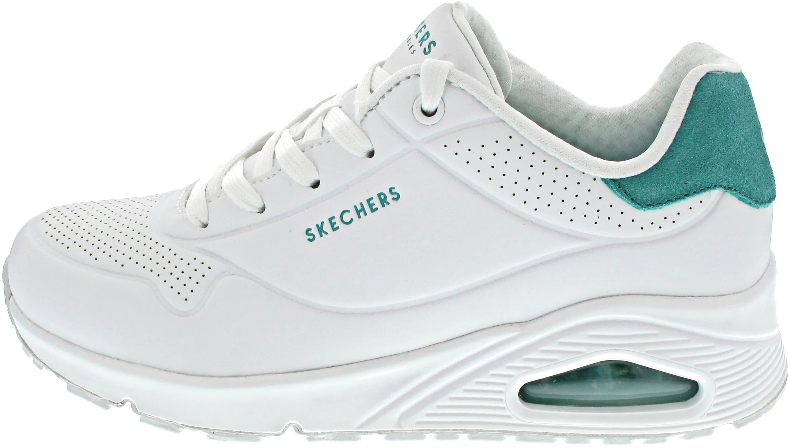 Skechers Uno - Sneaker Donna White Durabuck Mint Suede Trim