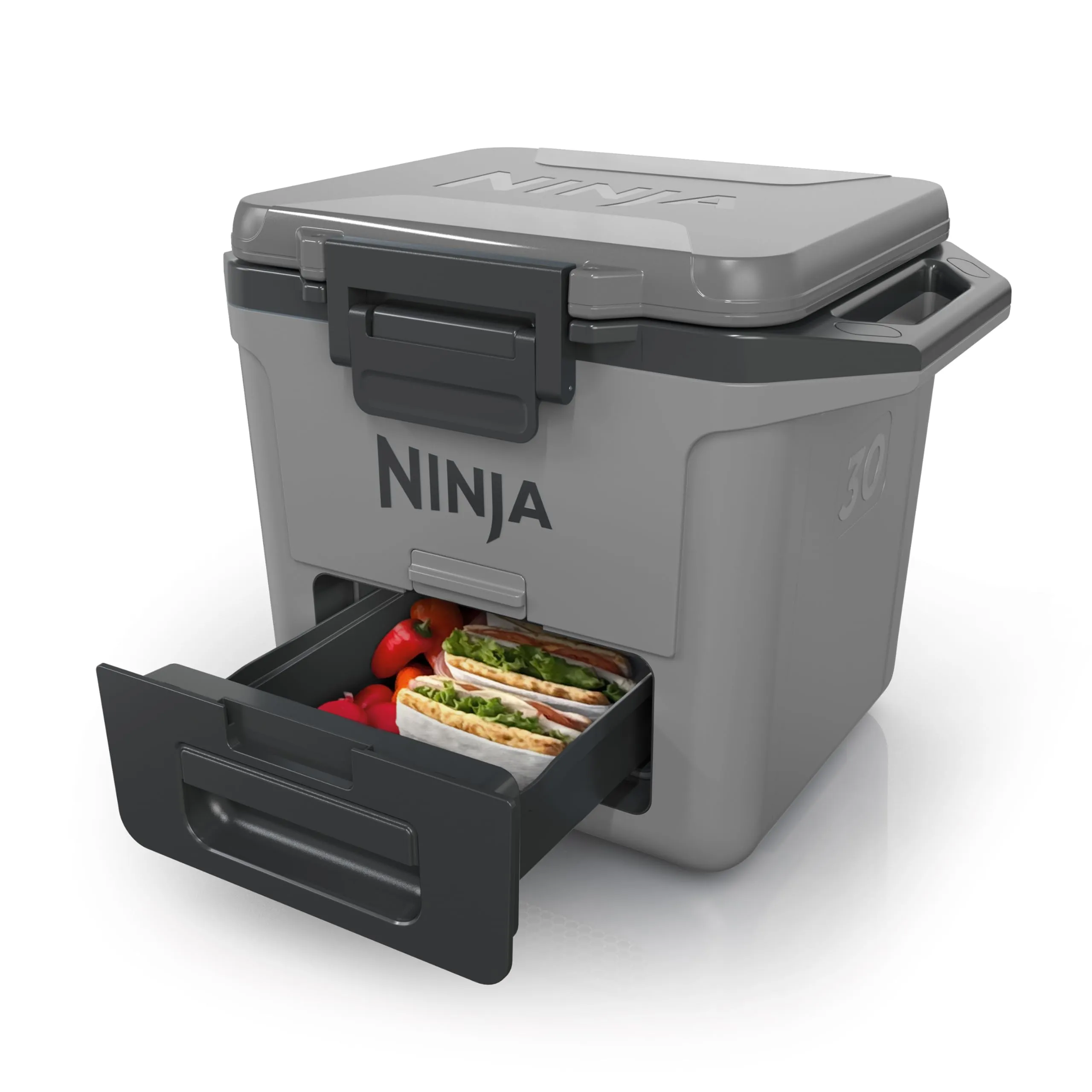 Ninja FrostVault Hard Cooler 28L, Ghiacciaia, Frigo portatile Isotermico, Ghiaccio fino a 5 Giorni, Cassetto Integrato, Scomparto separato Dry Zone, Spazio per 48 Lattine, Grigio Ardesia FB131EUGY