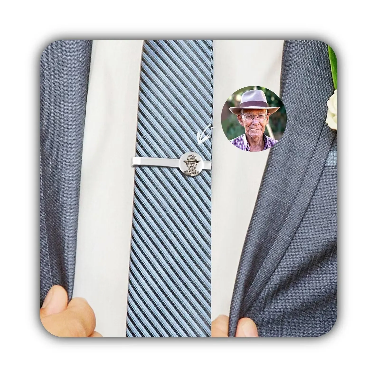 Fermacravatta Personalizzato con Foto - Regalo Commemorativo per lo Sposo