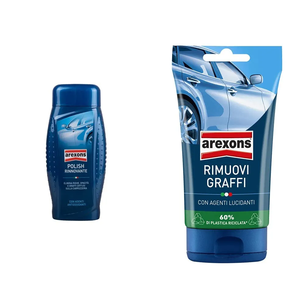 Kit Arexons Polish Rinnovante 500ml + Rimuovi Graffi 150gr per la Cura dell'Auto