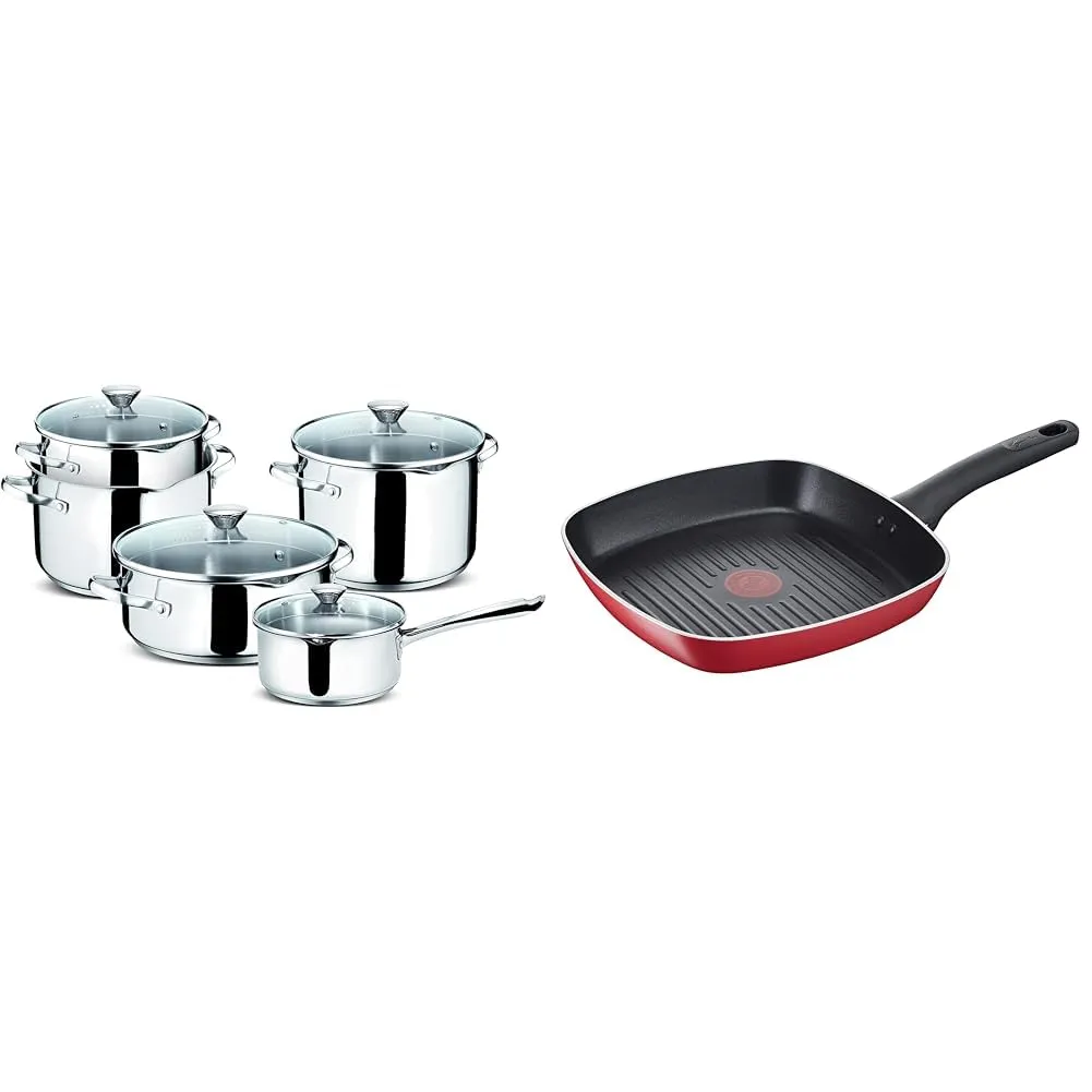 Lagostina Smart Set di Pentole Induzione, Gas e Forno in Acciaio Inox 18/10, 9 Pezzi