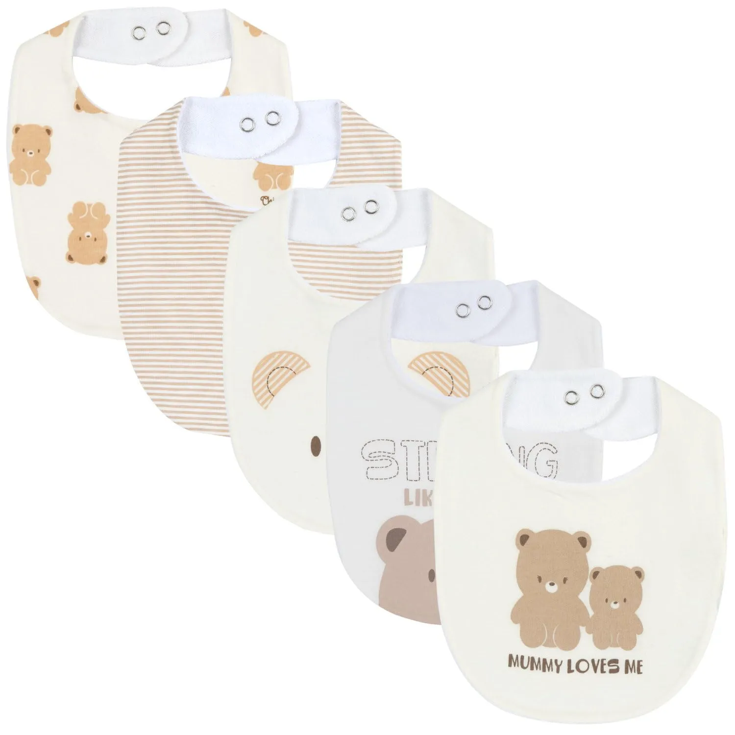 Chicco, Set 5 Bavaglie in Cotone per Neonati 0-24 Mesi