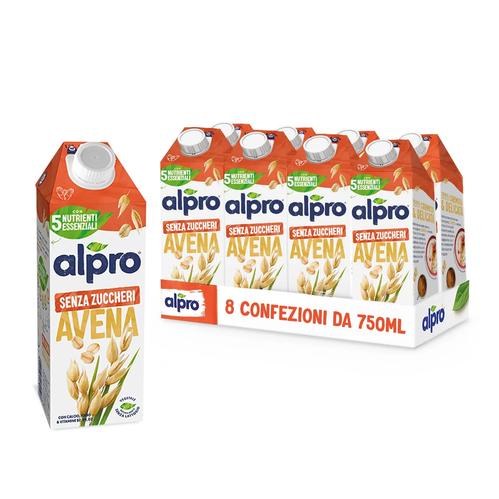 Alpro Avena Senza Zuccheri - Bevanda Vegetale - 8x750ml